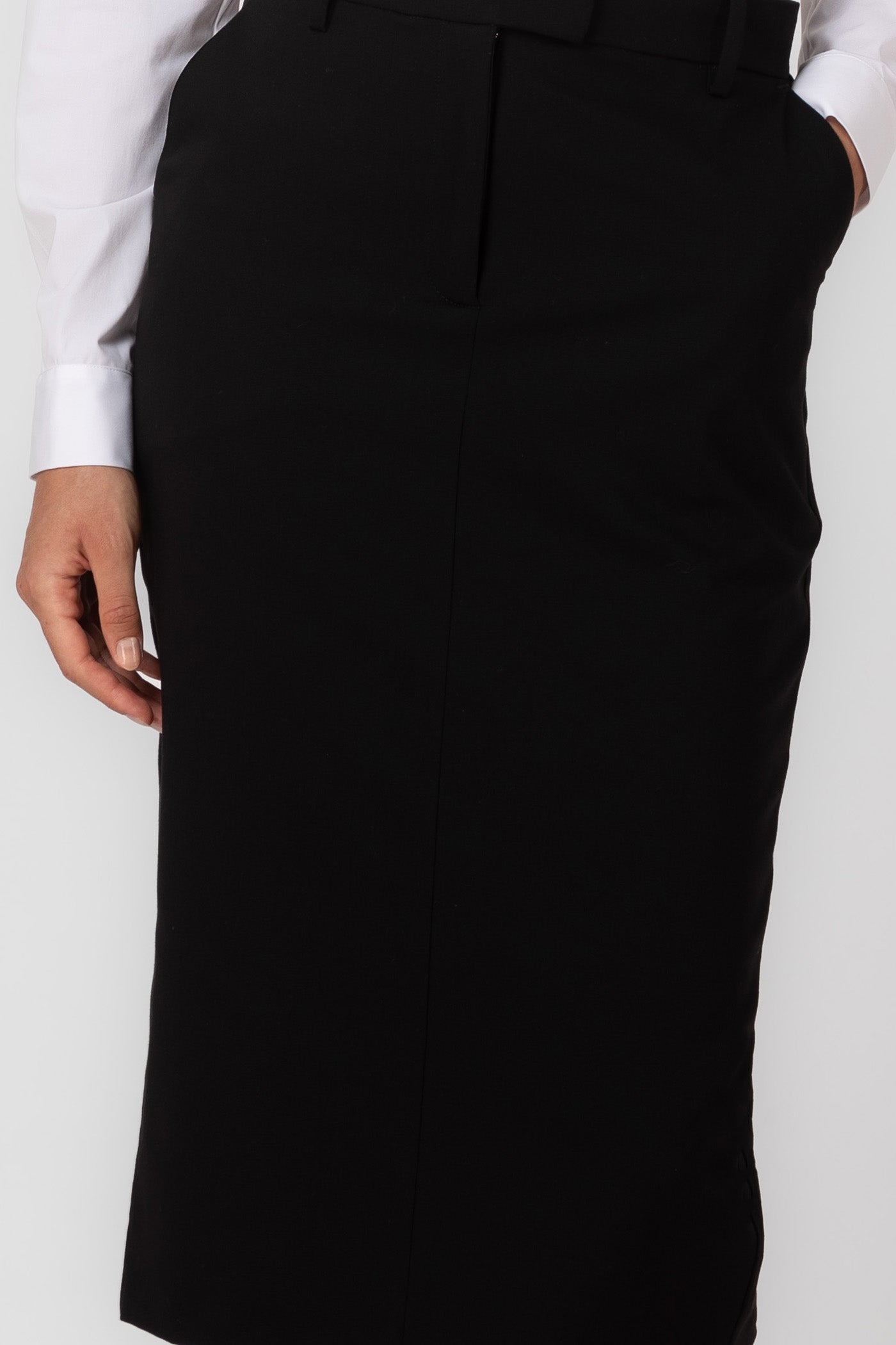 Fusta midi neagra clasica cu buzunare Formal