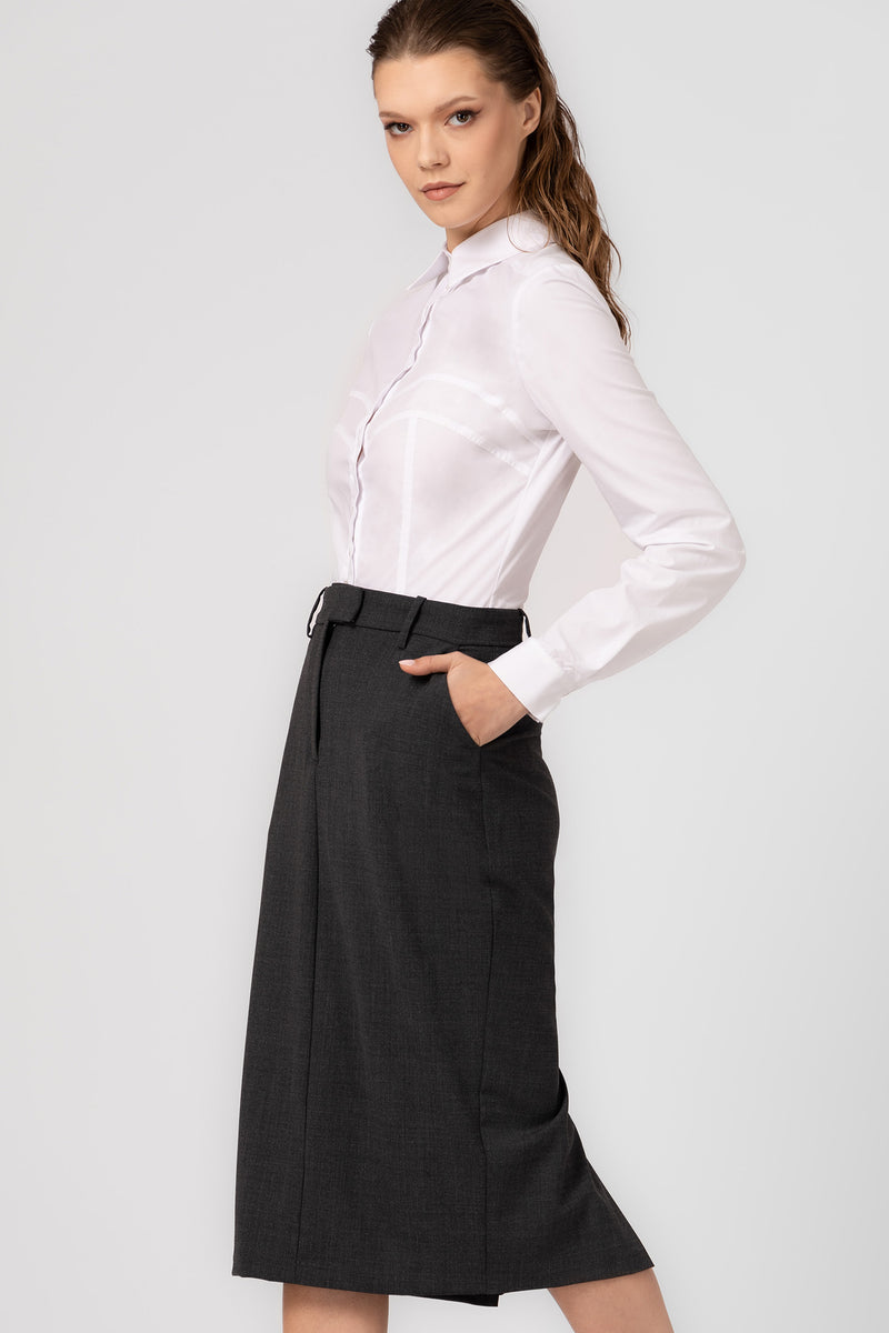 Formal Wool Skirt Gray