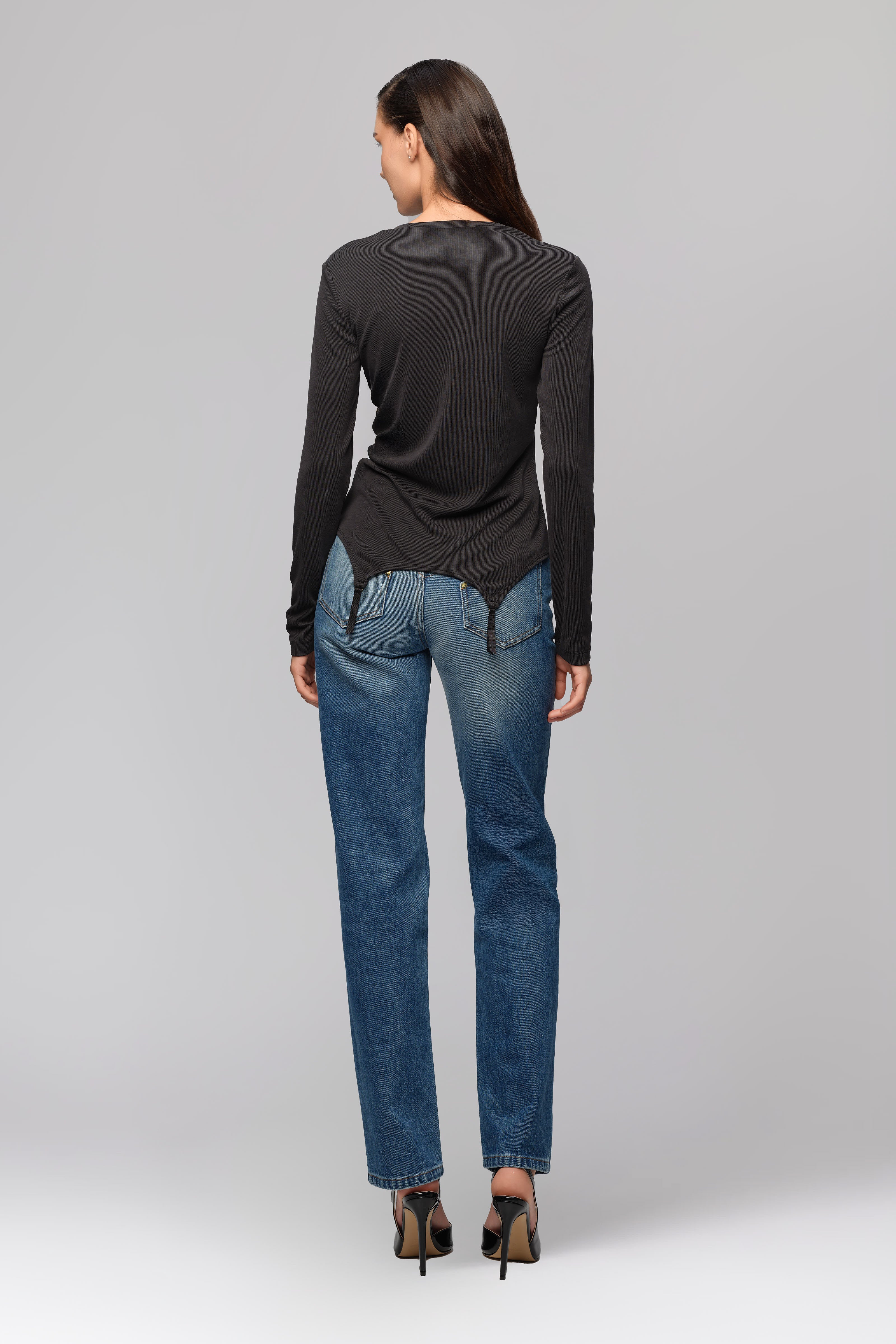 Bluza neagra cu suspendere Garter