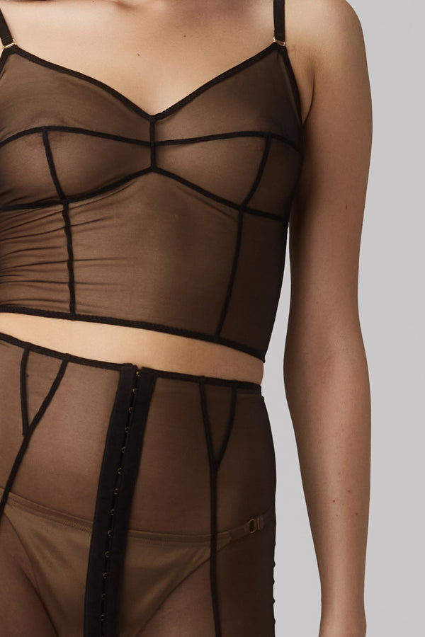 Haze Bi-Stretch Sheer Bra Top Black