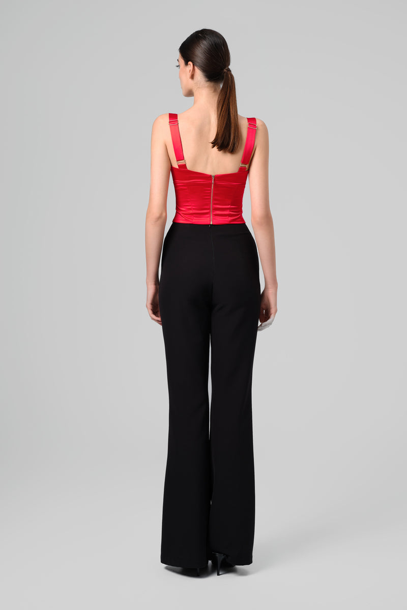 Corset rosu din satin elastic Haze