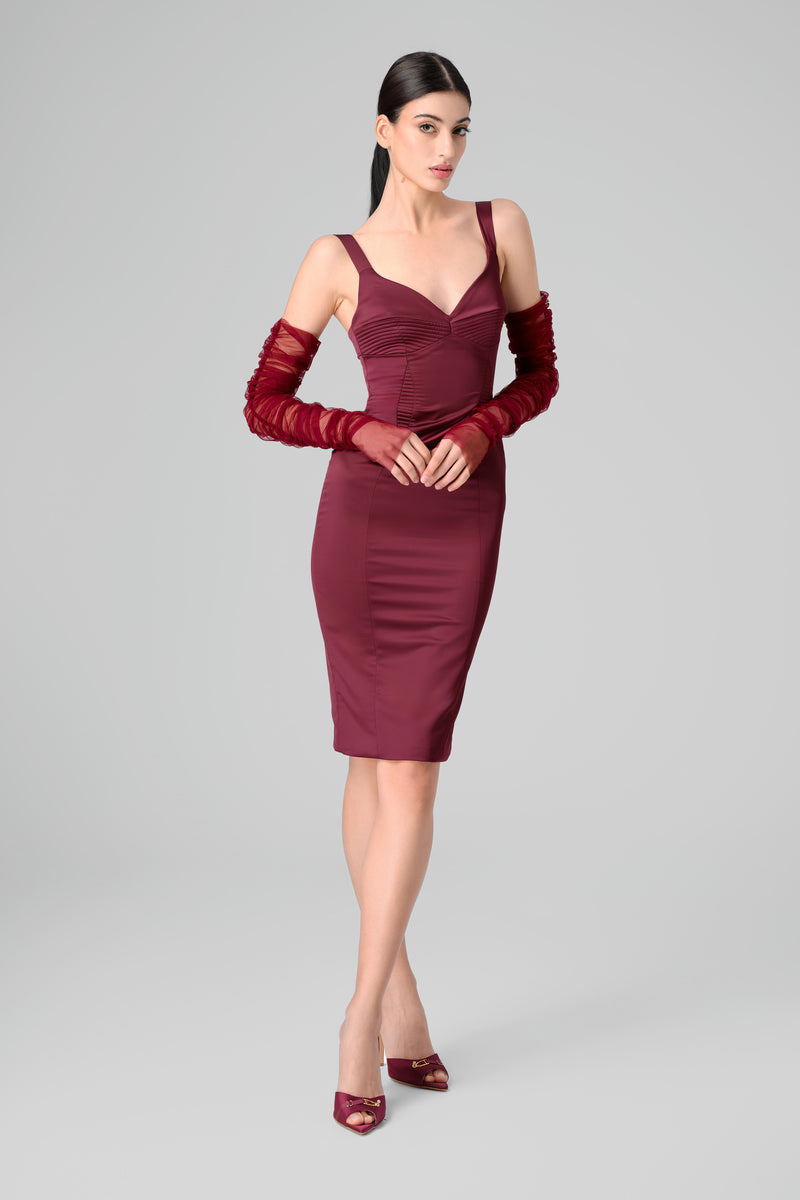 Rochie rosu burgund din satin elastic Haze