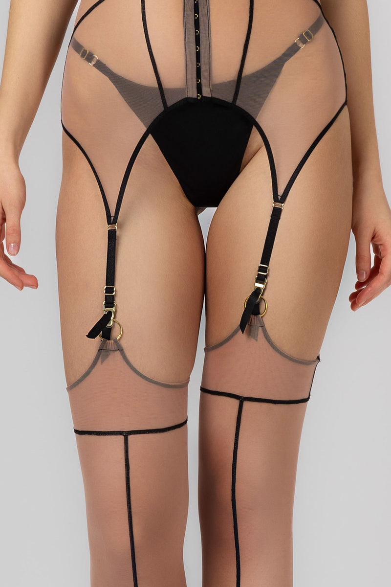 Hold-Up Mesh Stockings Contrast