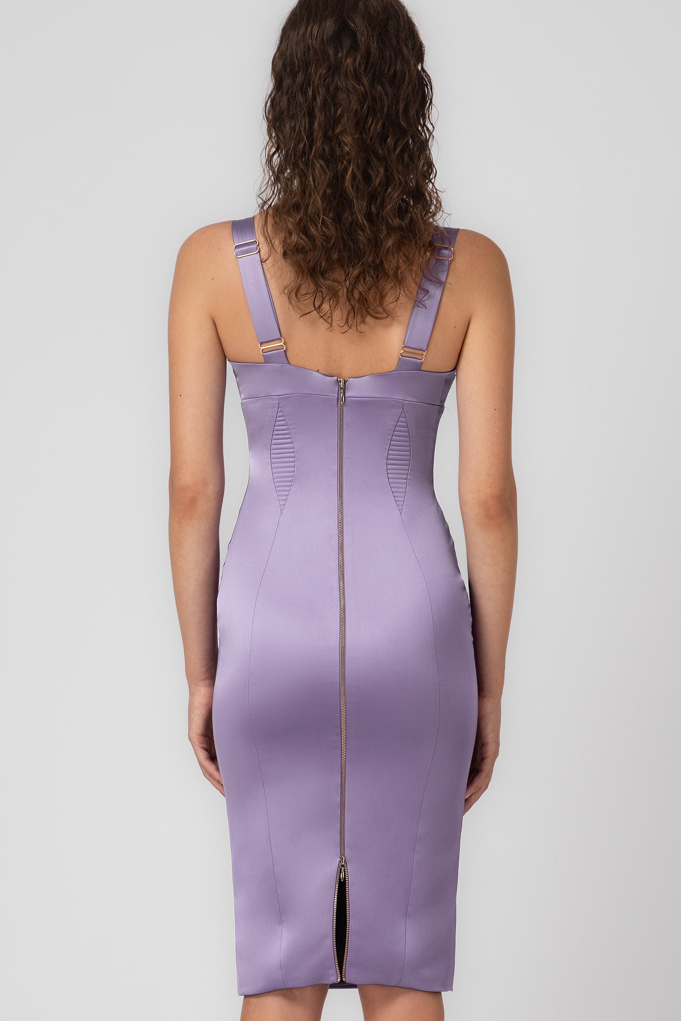 Rochie lavanda din satin elastic Haze