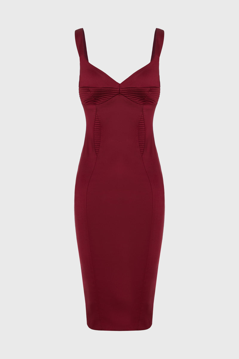 Rochie rosu burgund din satin elastic Haze