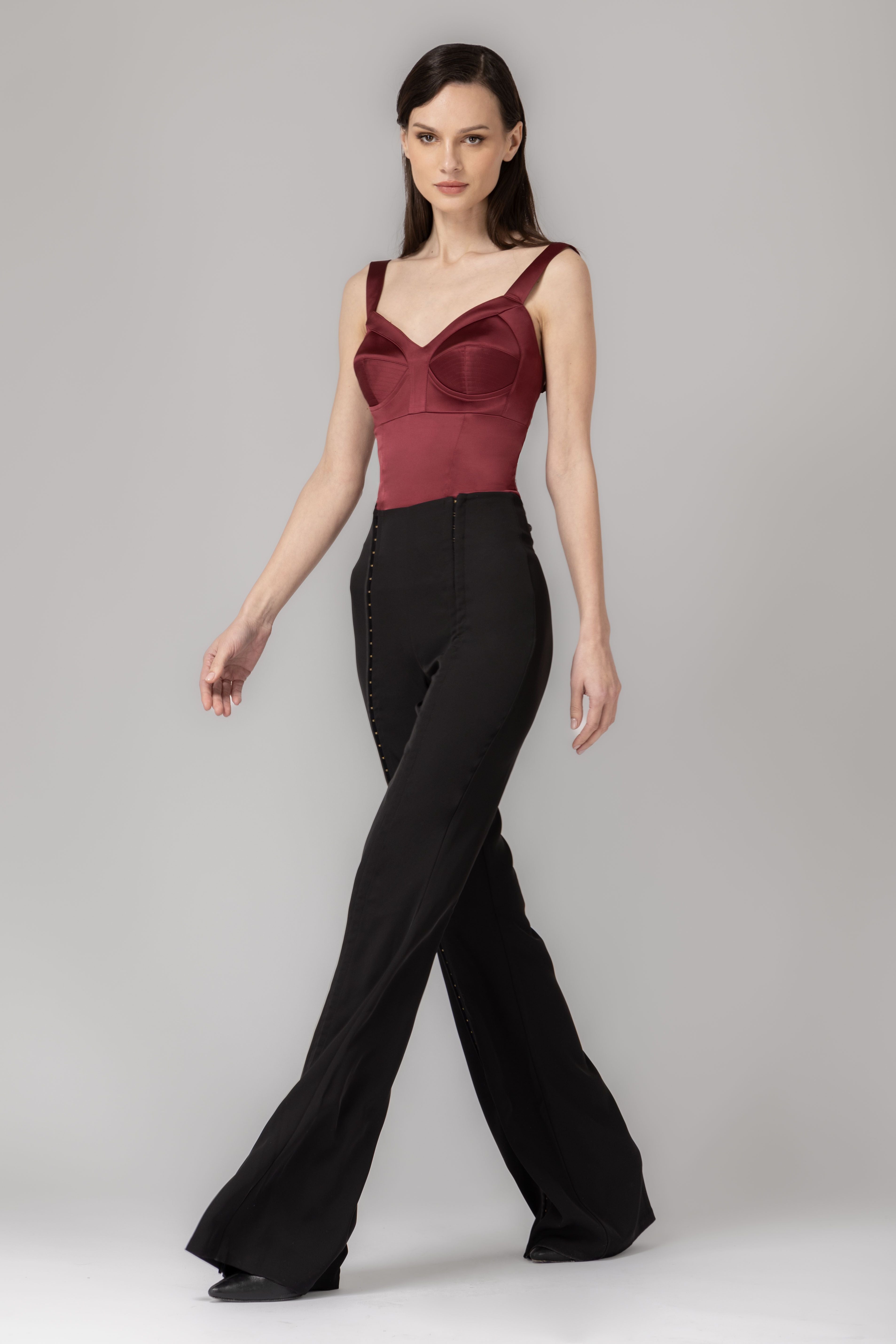 Satin Sculpt Bodysuit Wine