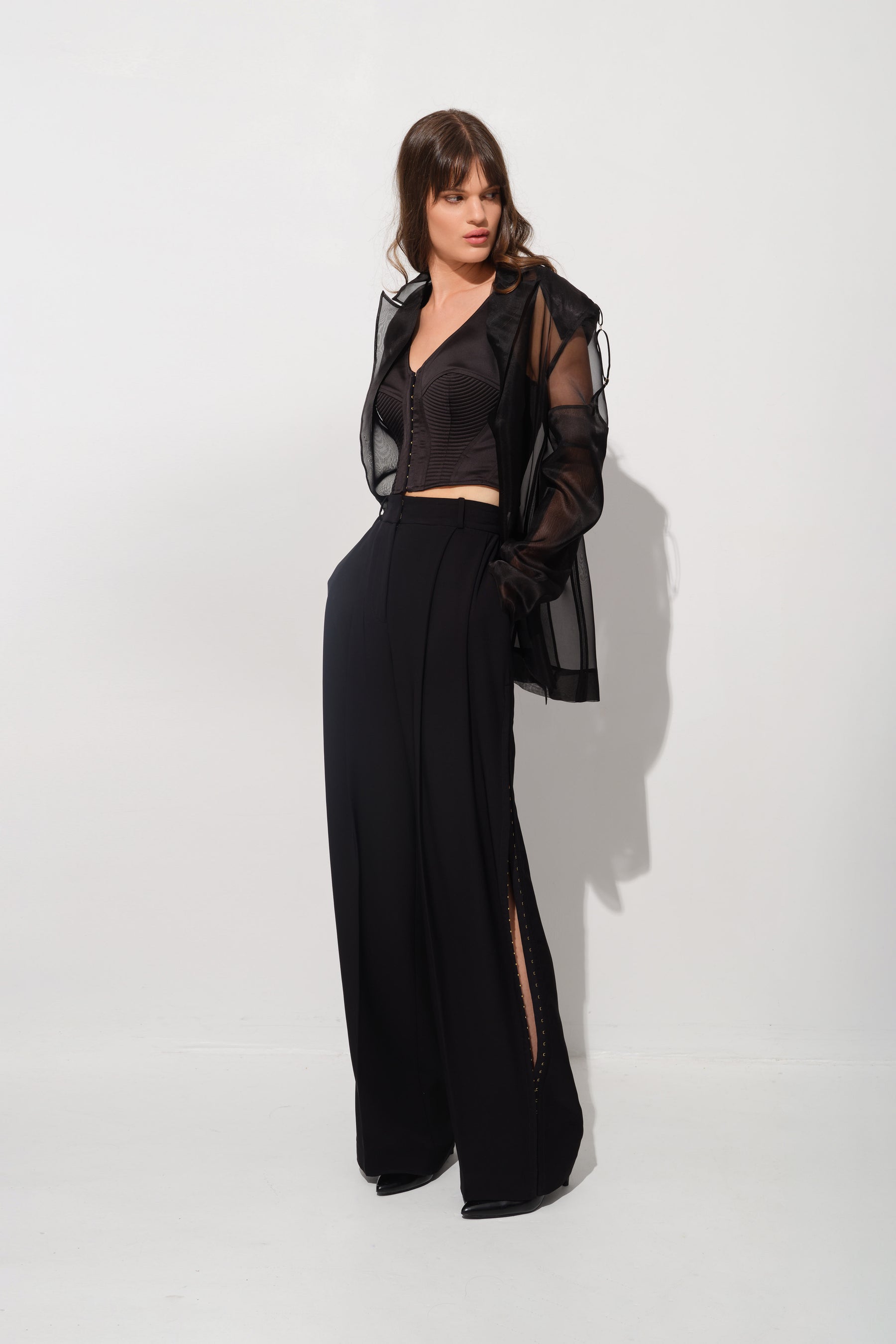 Shell Corset | Urban Trousers | Garter Sheer Blazer