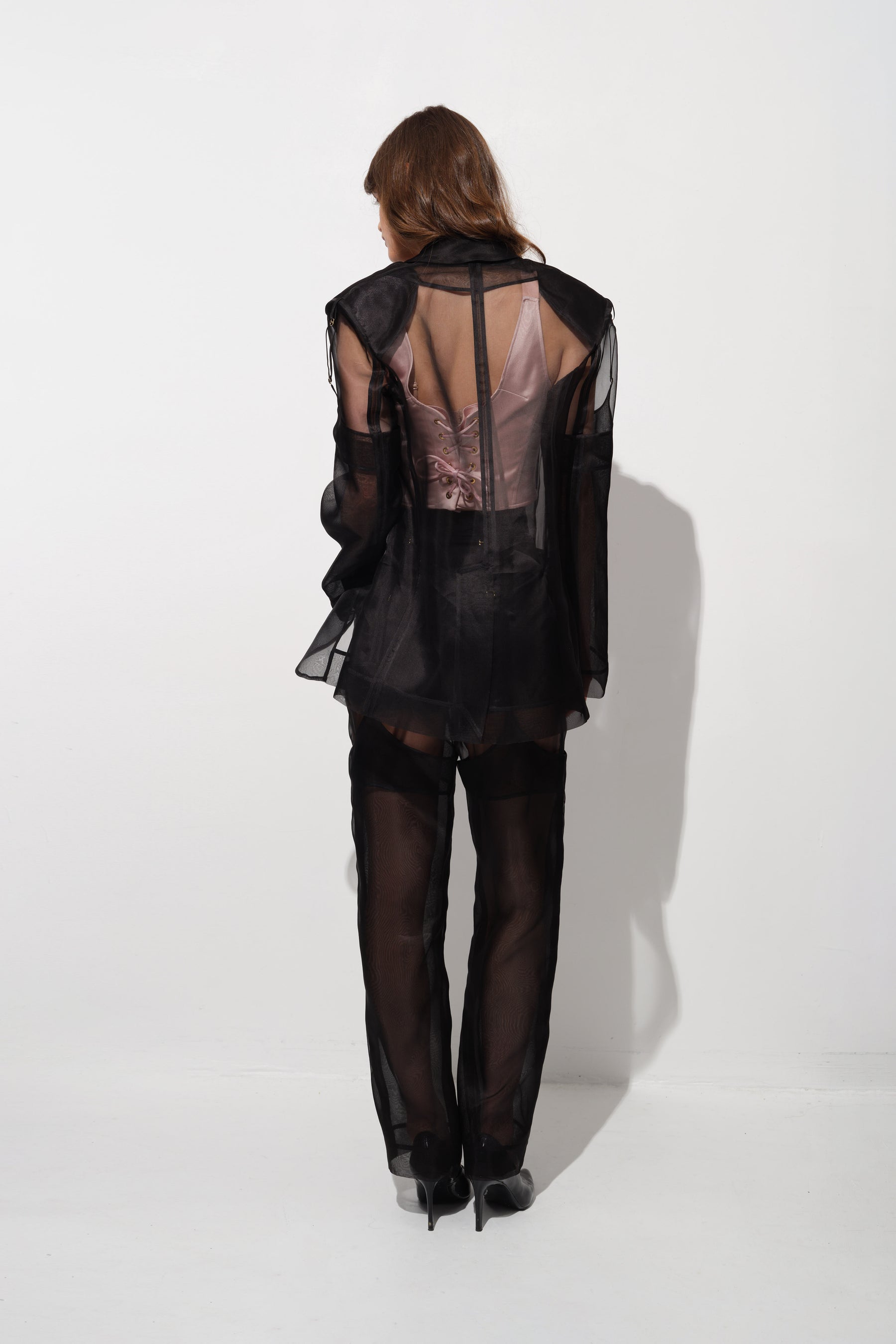 Shell Corset | Garter Sheer Trousers | Garter Sheer Blazer
