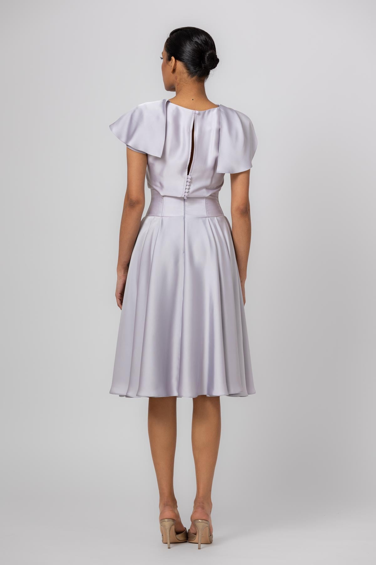 Rochie gri midi din satin premium Flap