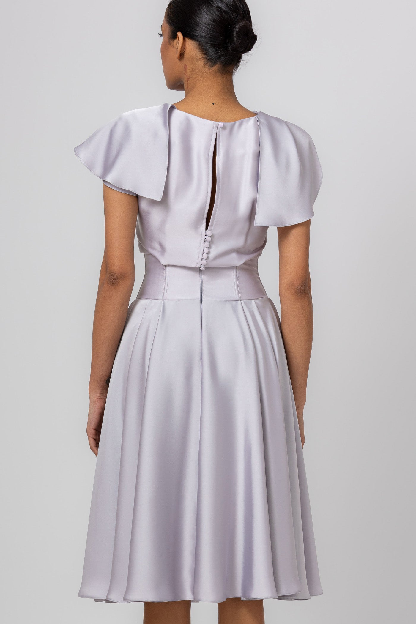 Rochie gri midi din satin premium Flap