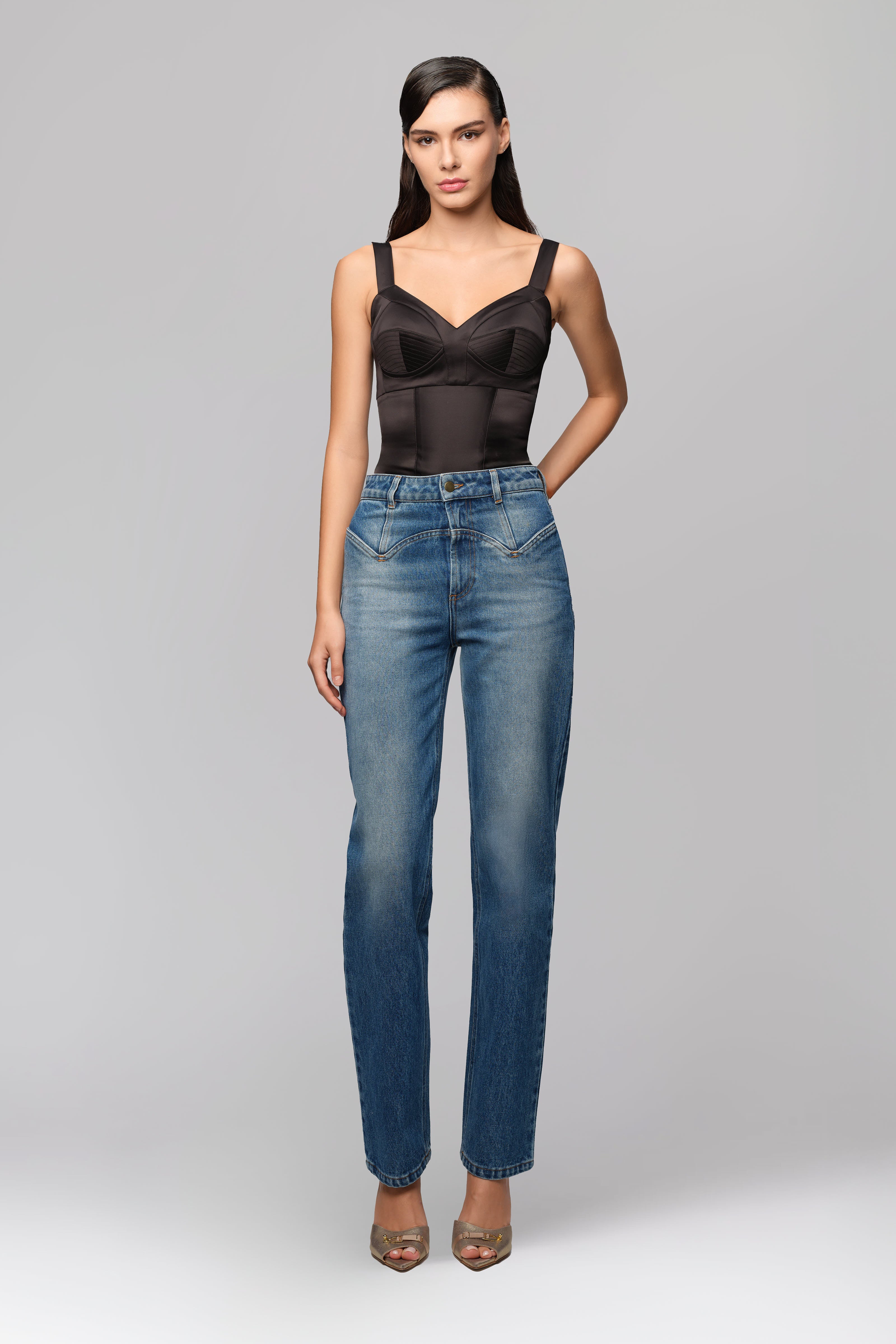 Satin Sculpt Bodysuit Black