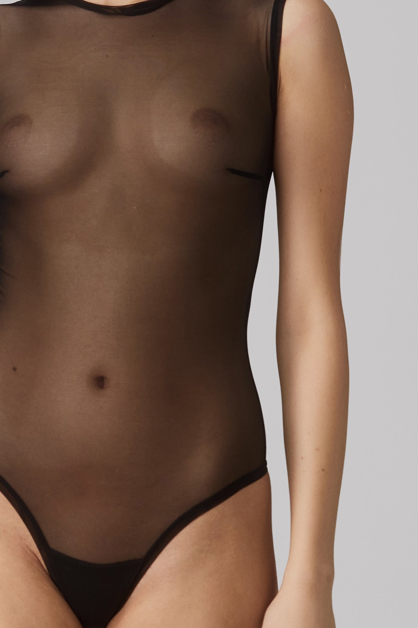 Sheer Bi-Stretch Mesh Bodysuit Black