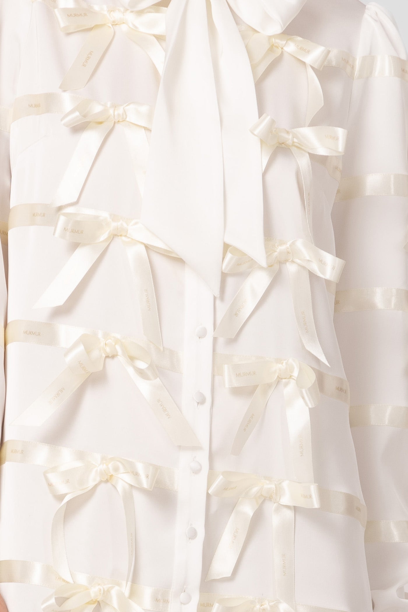 Rochie albă din satin cu funde Tangled