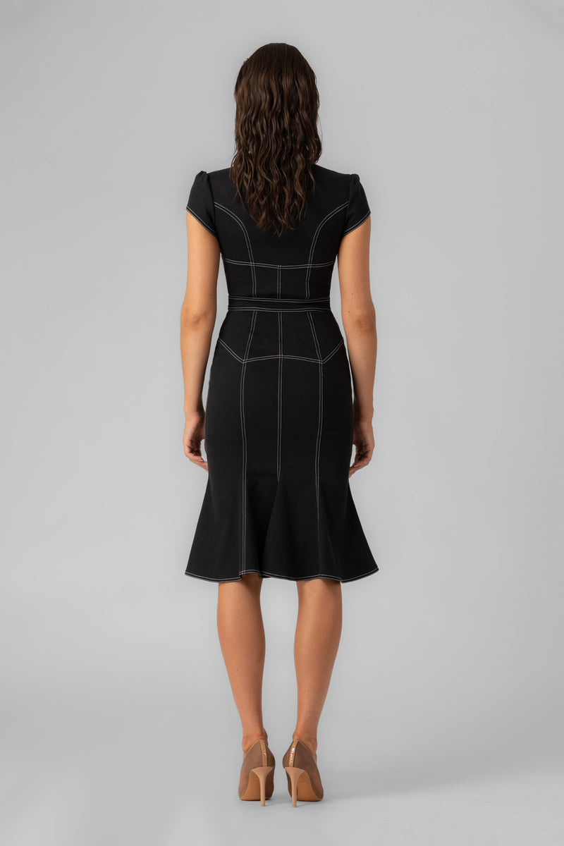 Underline Denim Dress Black