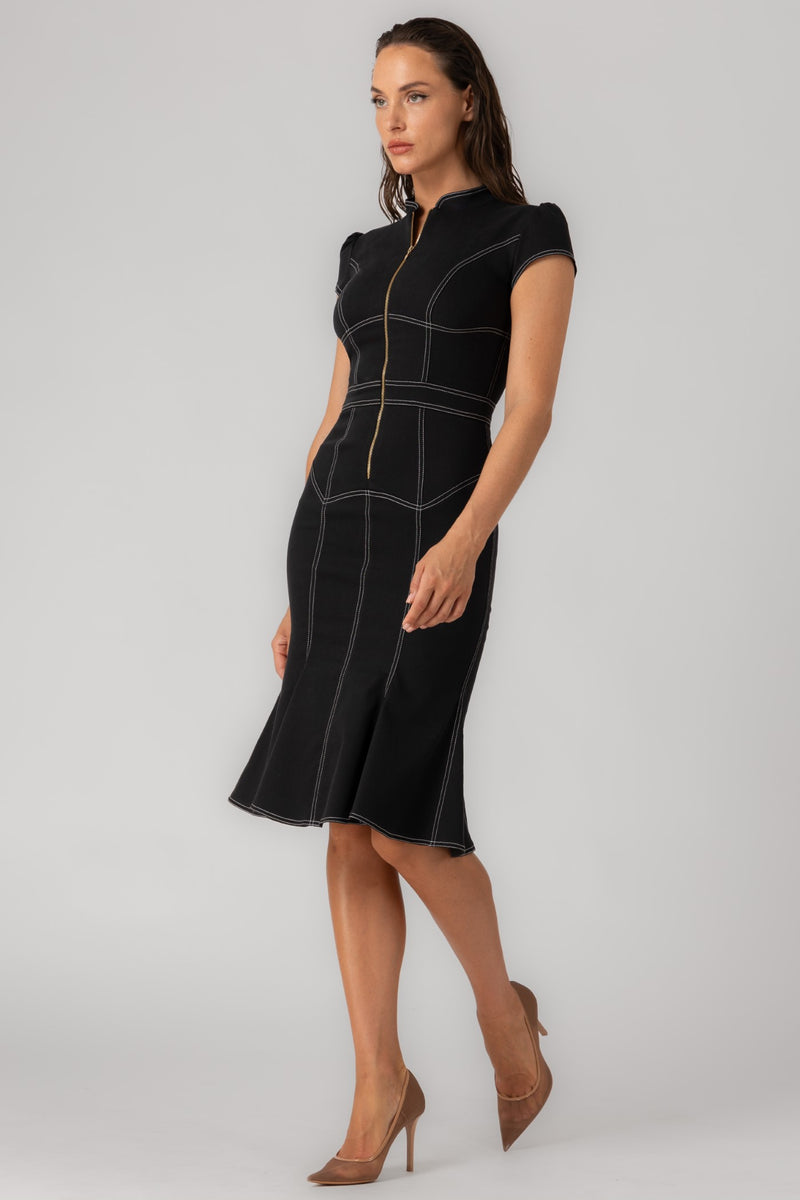 Underline Denim Dress Black