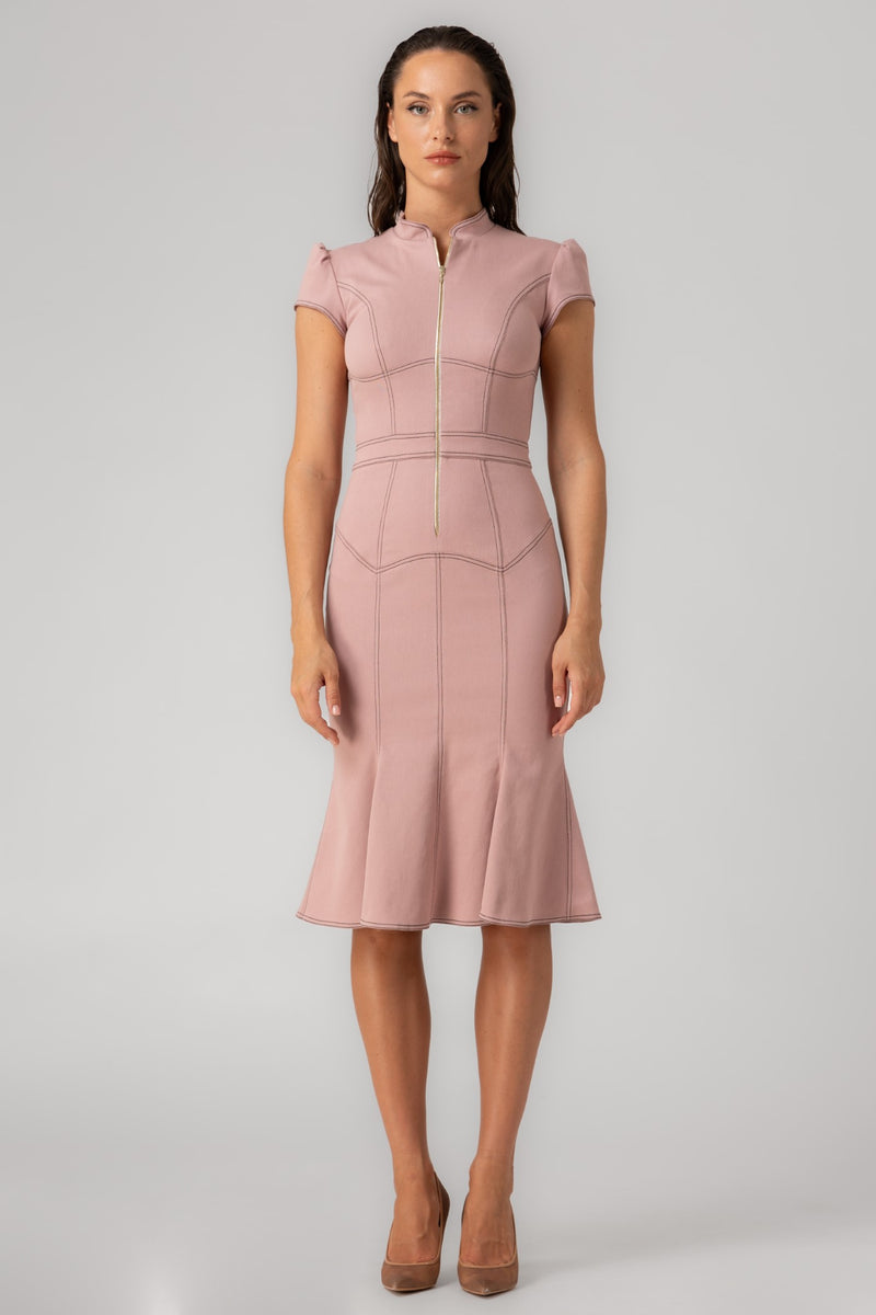 Underline Denim Dress Blush