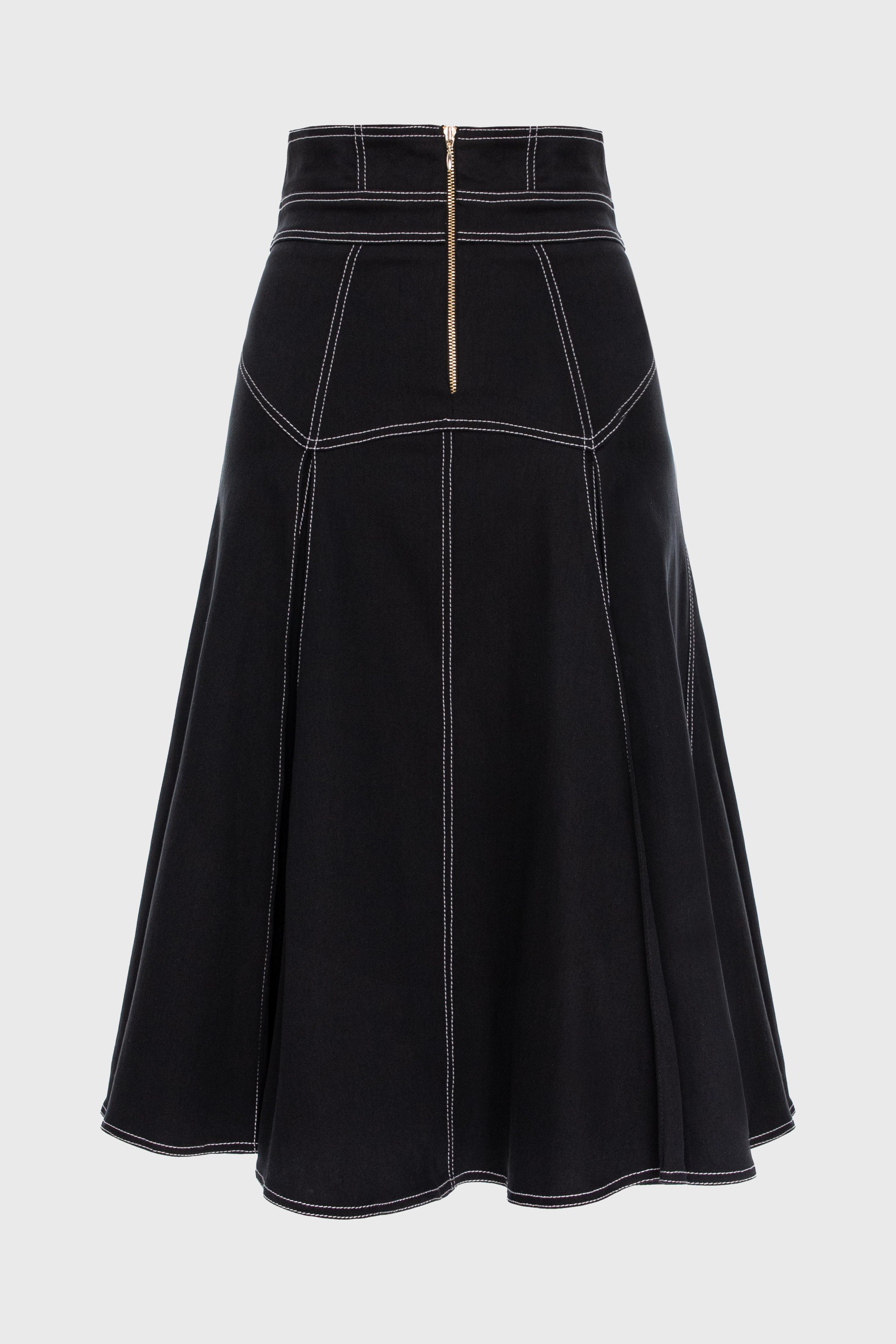 Underline Denim Skirt Black
