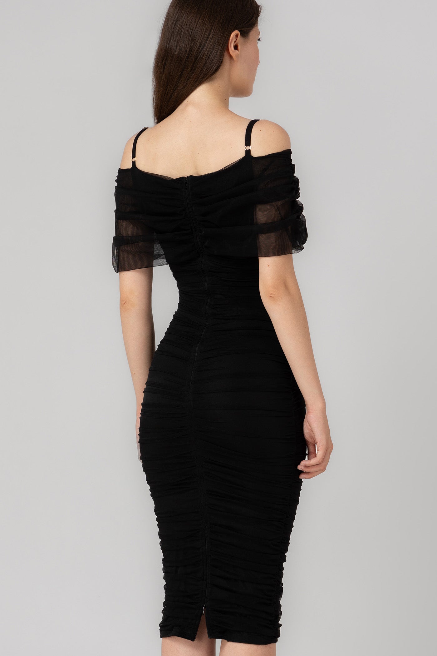 Rochie neagra mulata din tul elastic Unveil