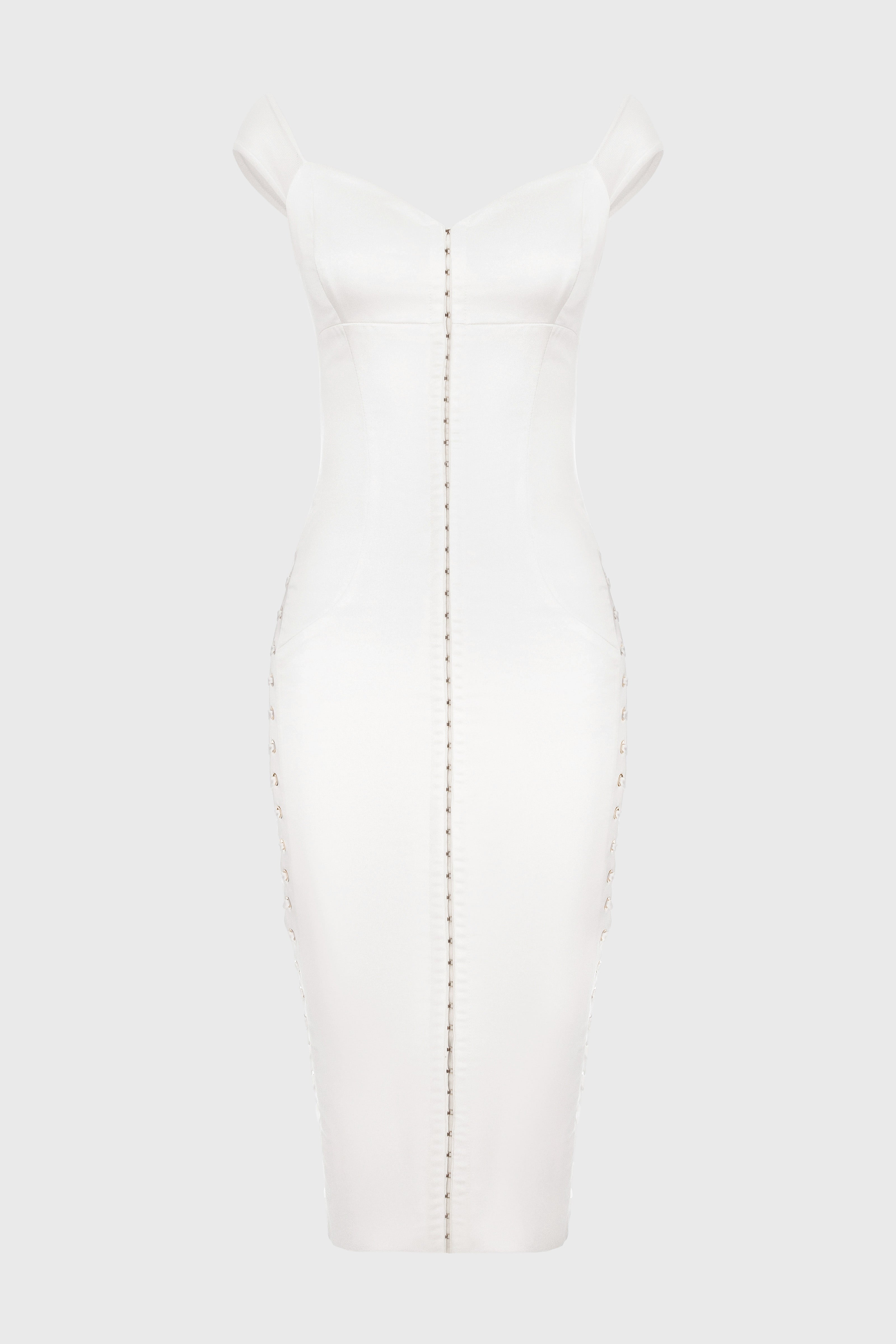 Rochie alba din satin cu insiretare Blackcherry