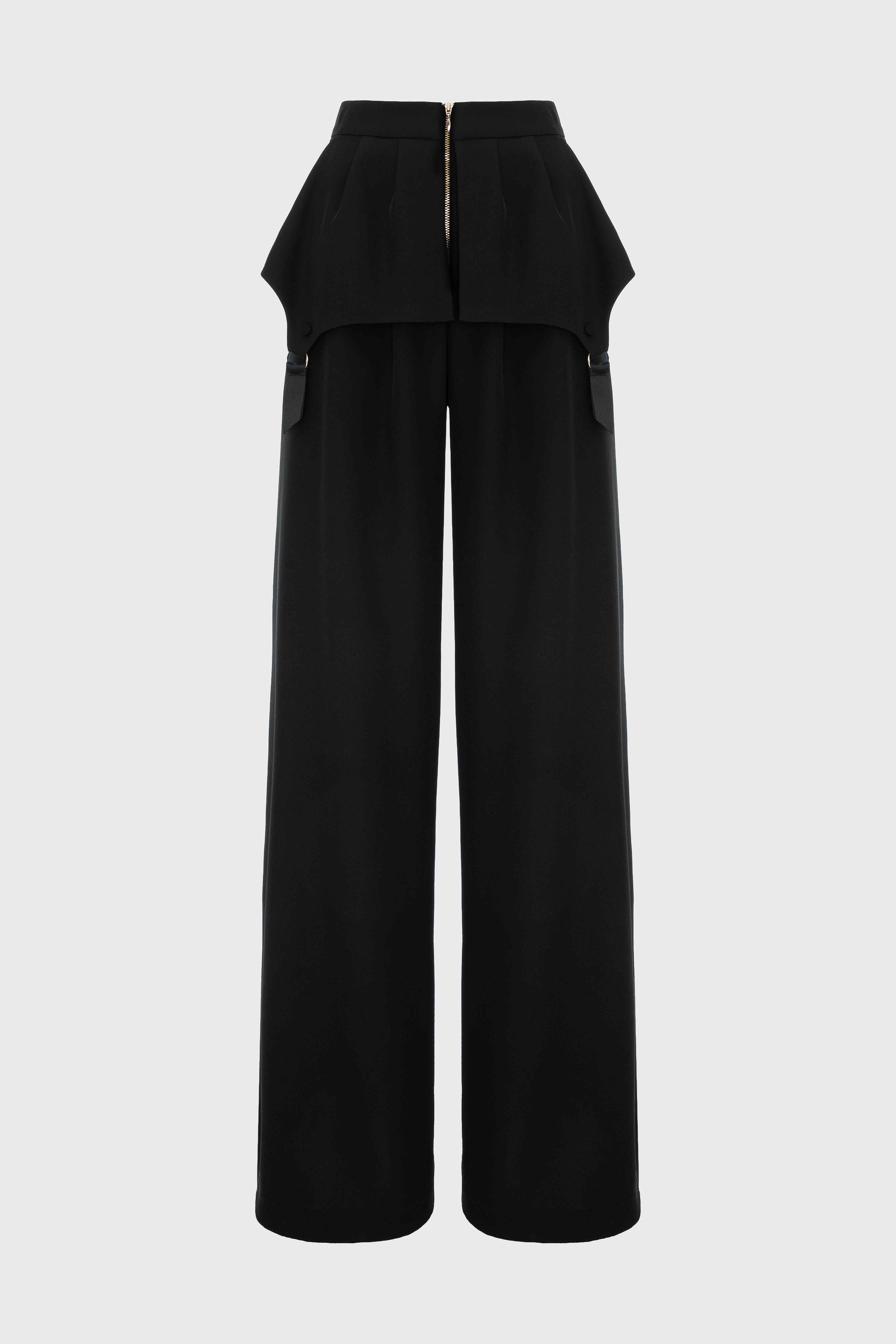 Flared Black Trousers with Peplum Blaze