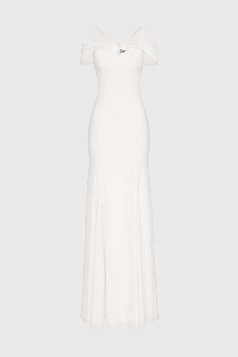 Rochie alba lunga cu cupe retro Candy