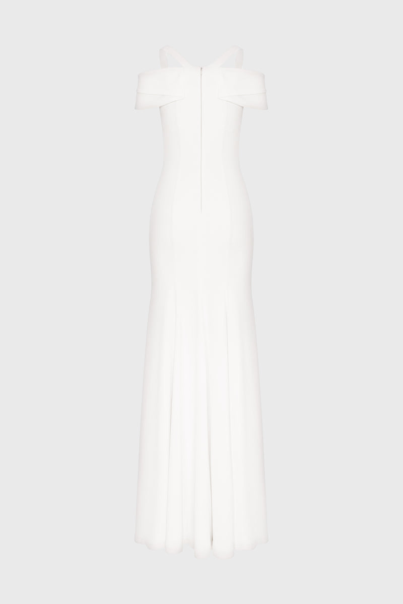 Rochie alba lunga cu cupe retro Candy