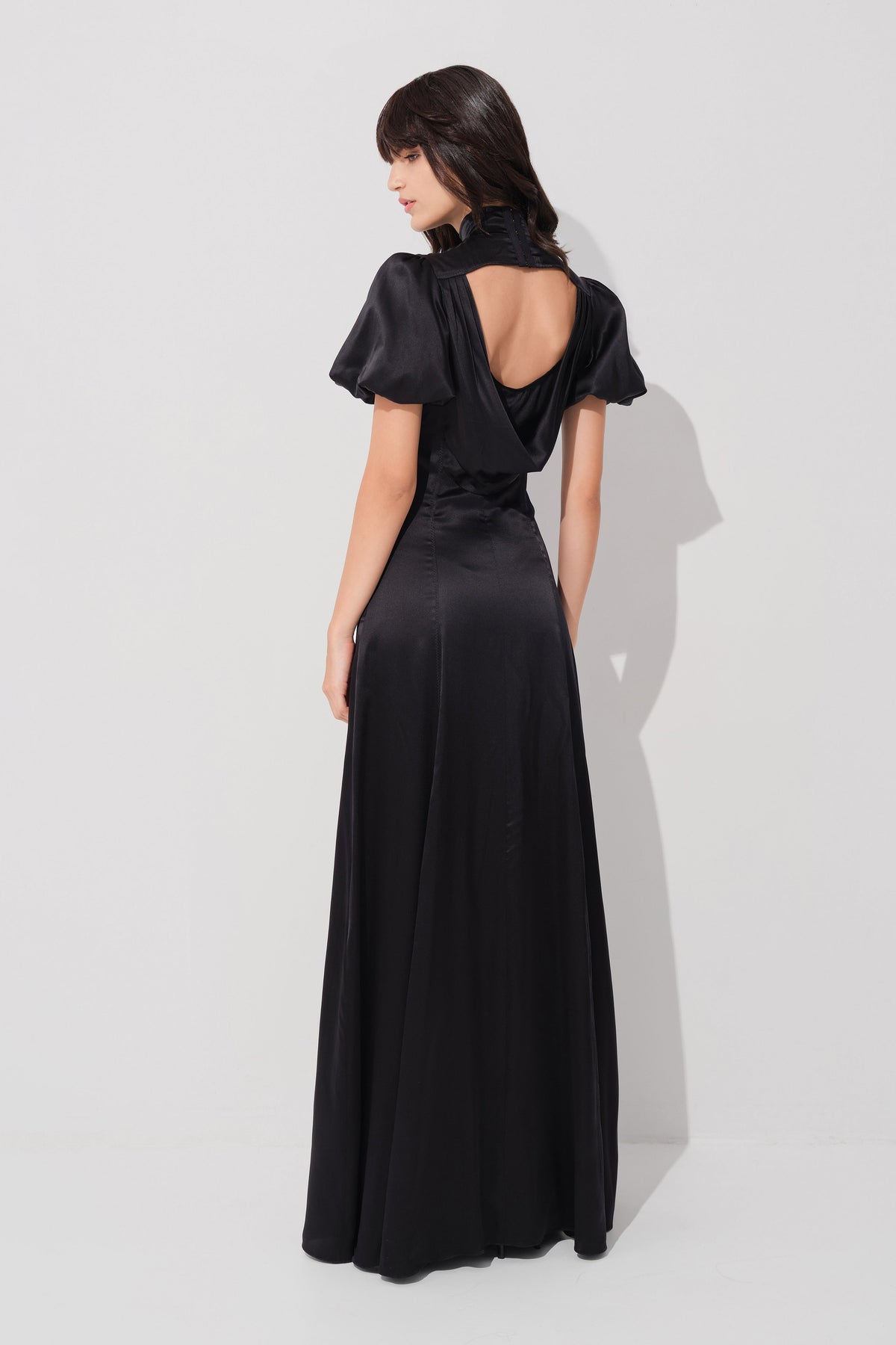 Cast Silk Long Dress Black