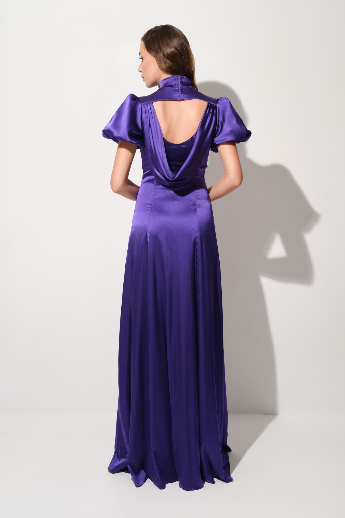 Cast Silk Long Dress Purple