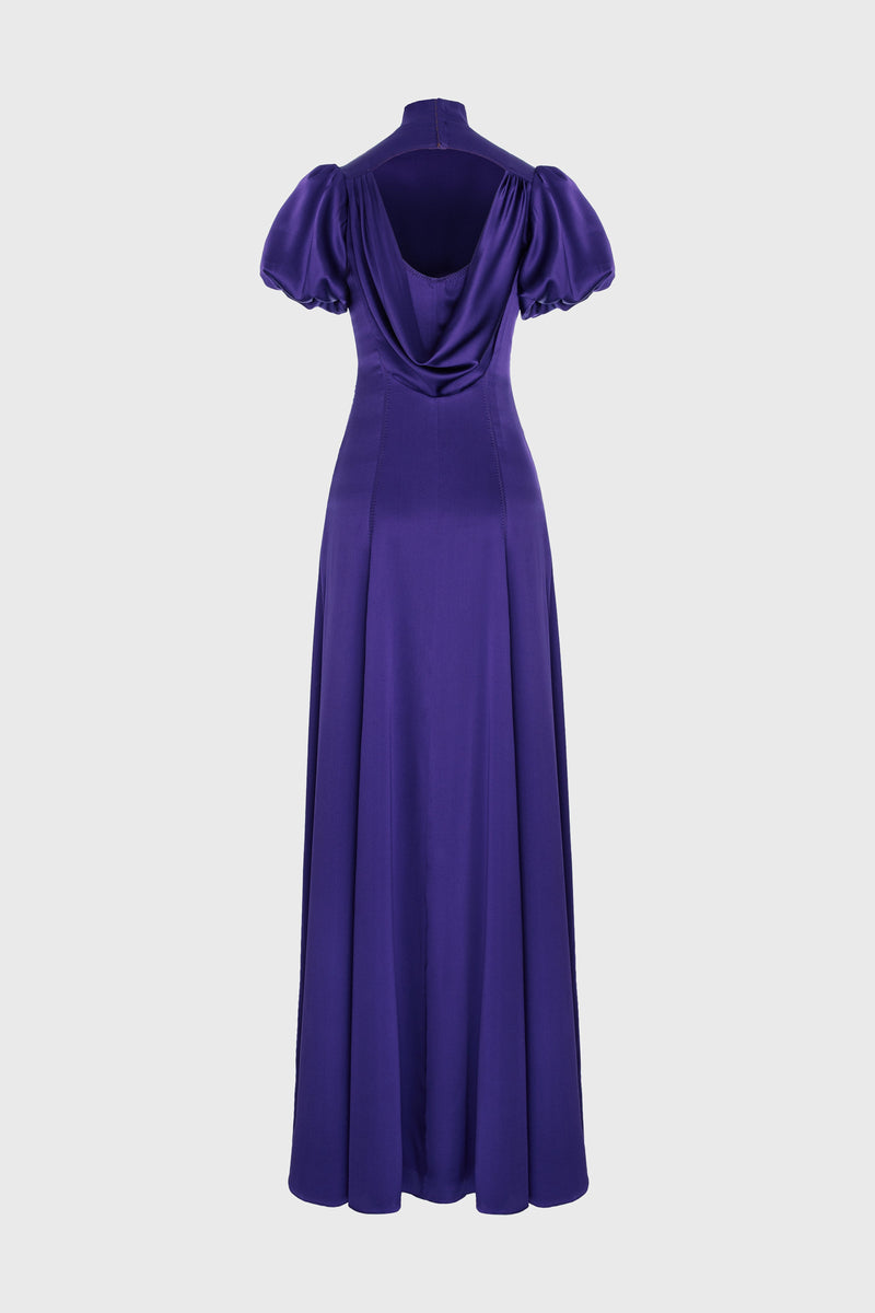 Cast Silk Long Dress Purple