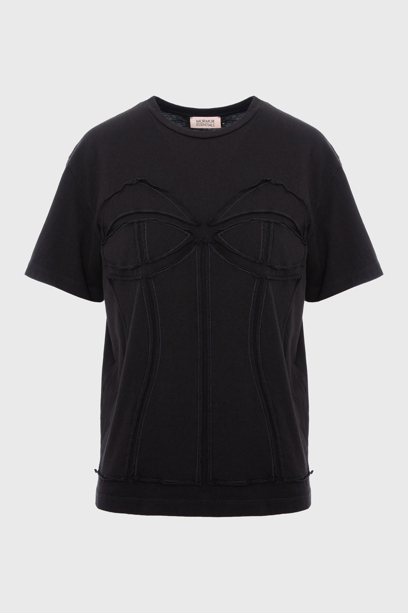 Tricou negru din bumbac organic Deconstructed