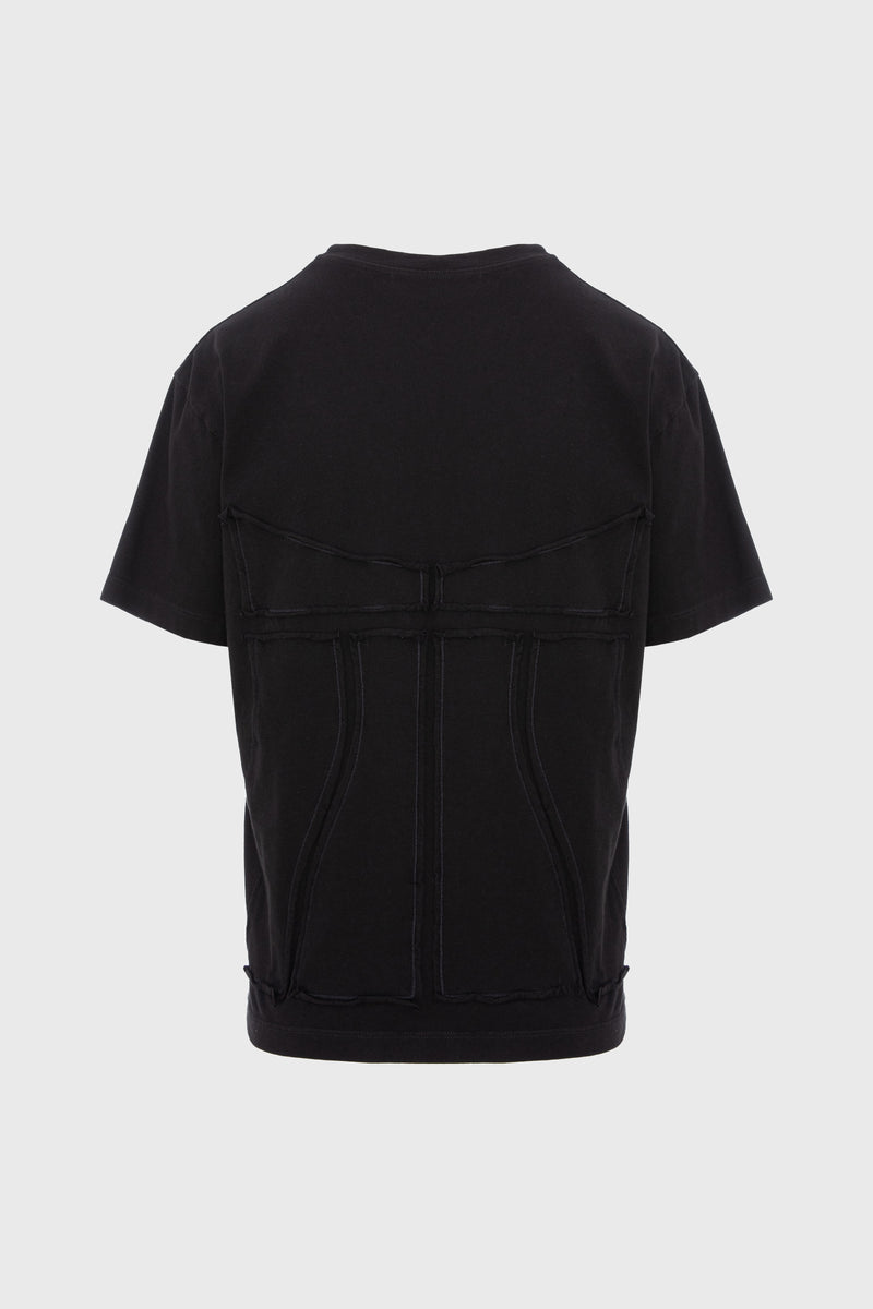 Tricou negru din bumbac organic Deconstructed