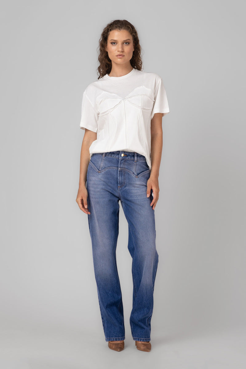 Tricou alb din bumbac organic Deconstructed