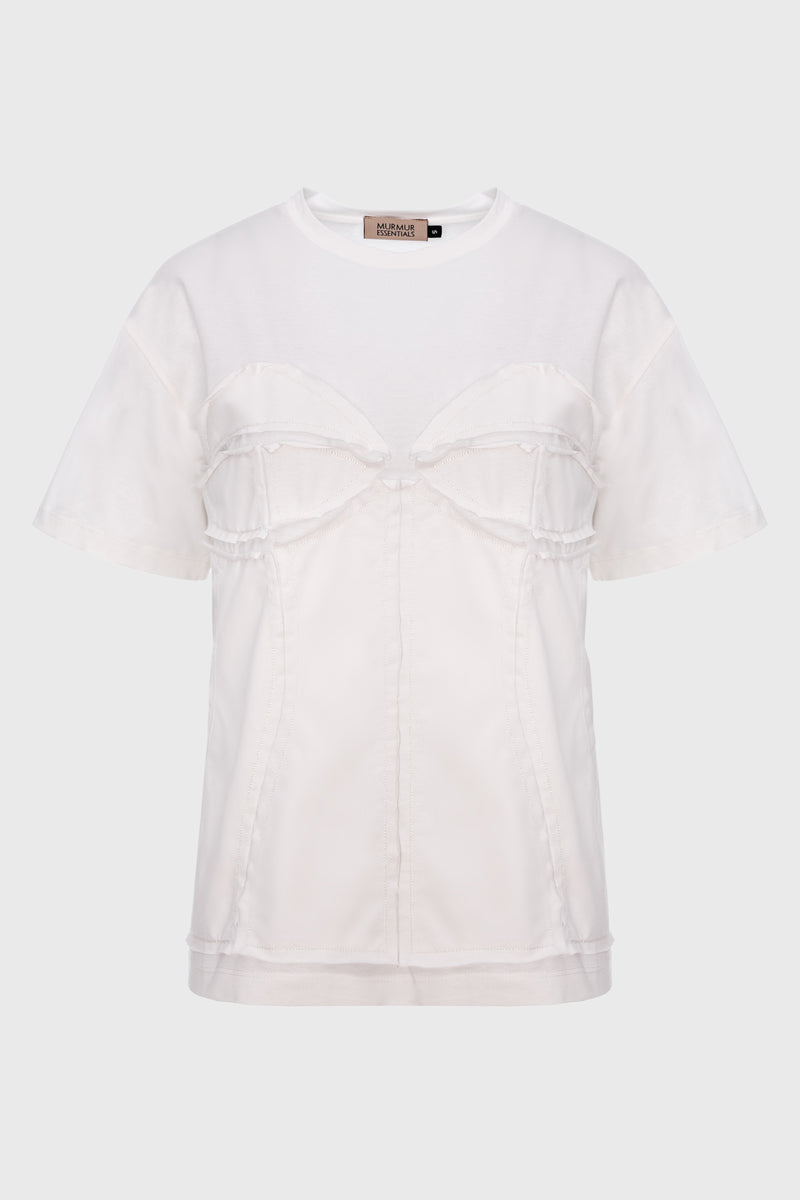 Tricou alb din bumbac organic Deconstructed