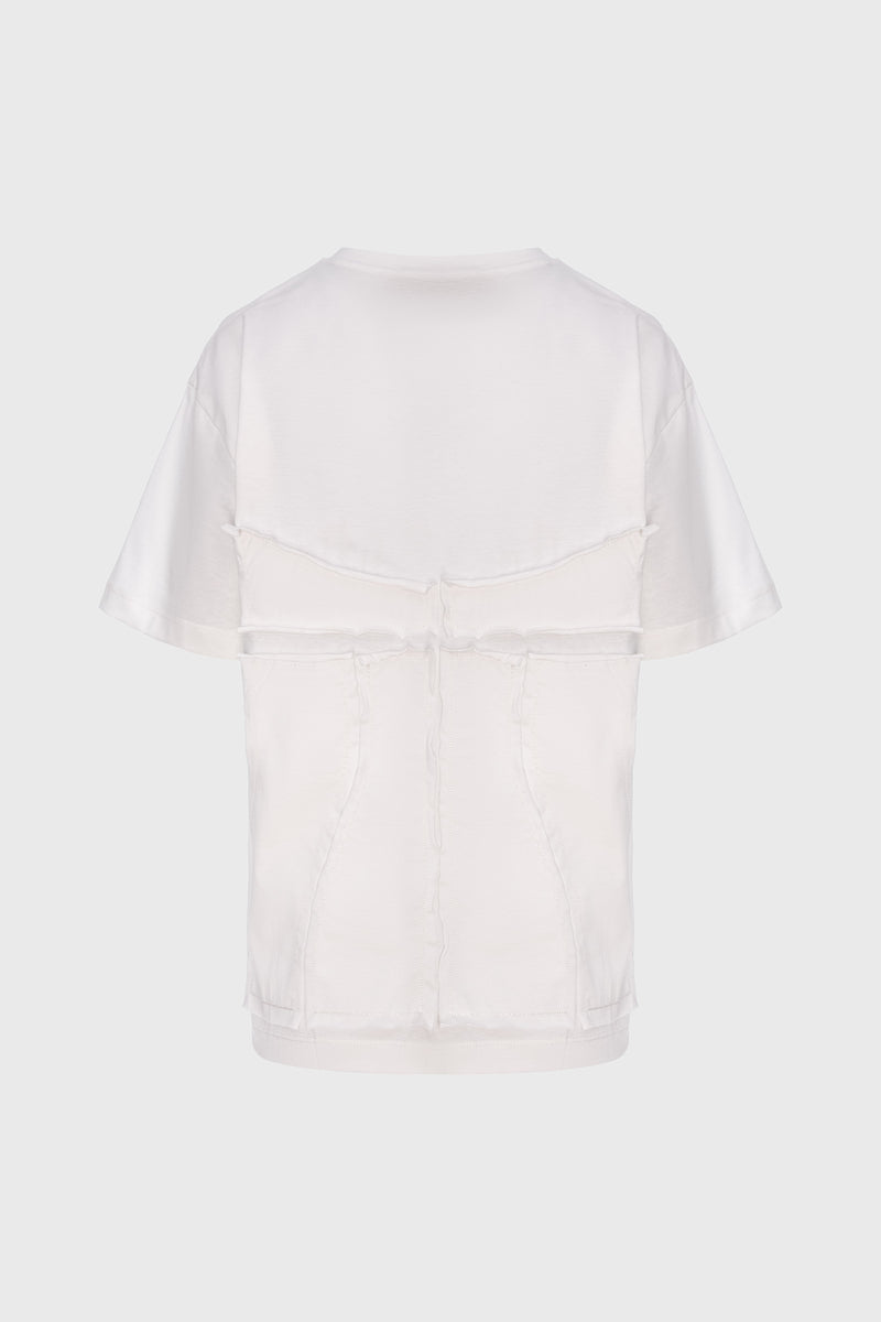 Tricou alb din bumbac organic Deconstructed