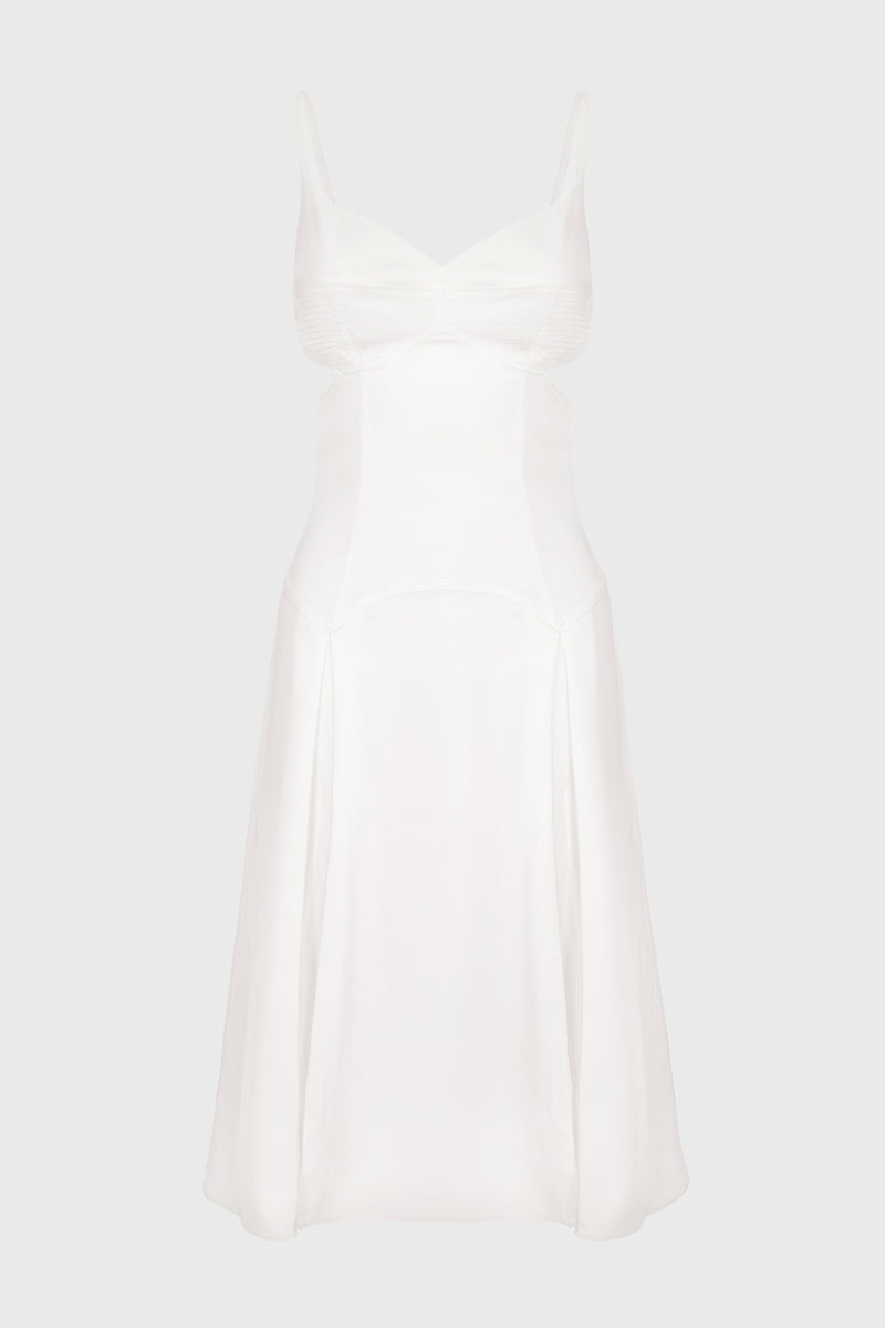 Rochie alba midi din satin Escapade