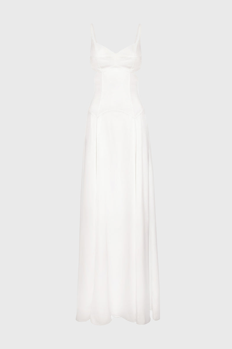Rochie alba lunga din satin Escapade