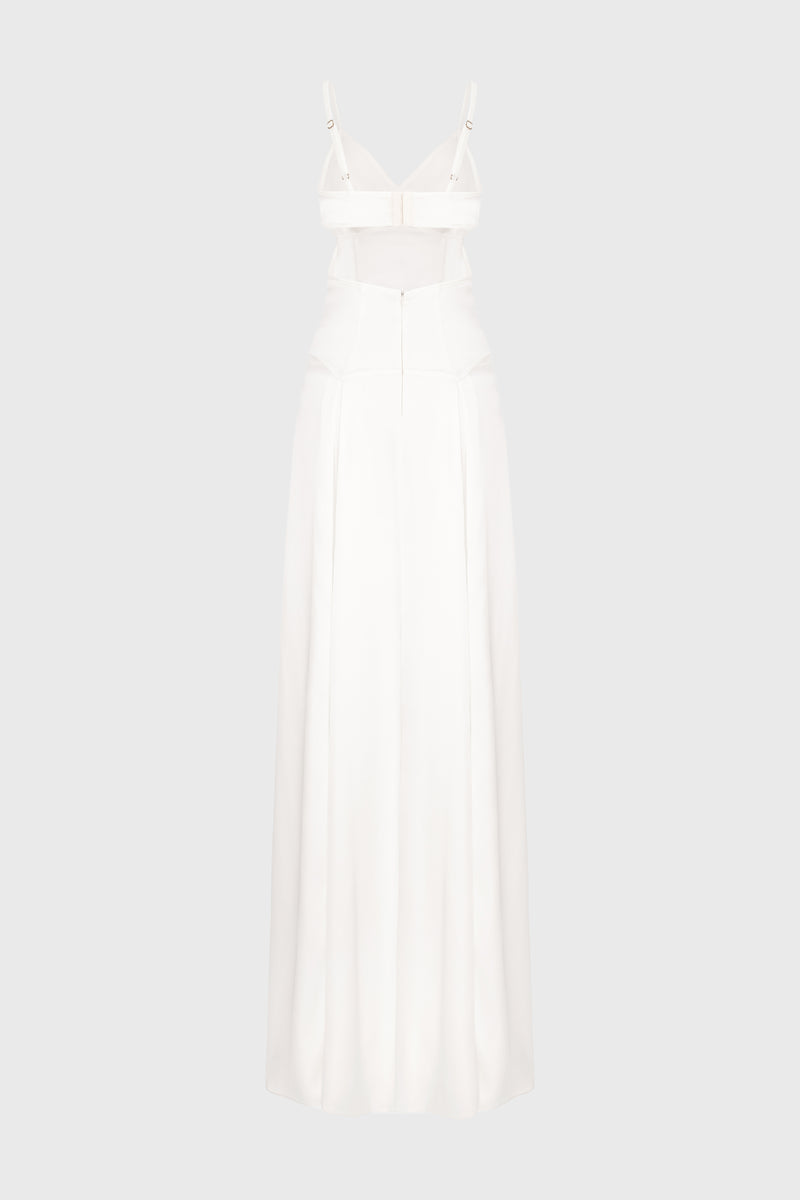 Rochie alba lunga din satin Escapade
