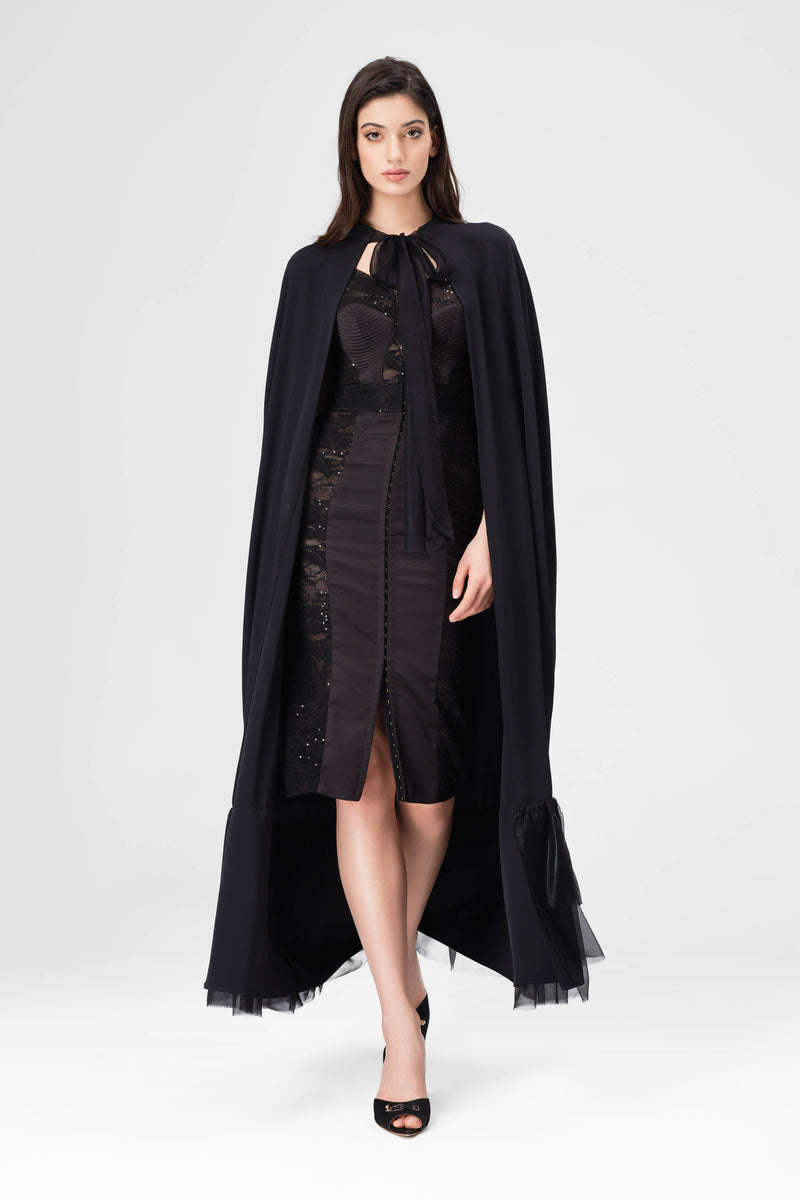 Evening Long Cape Black