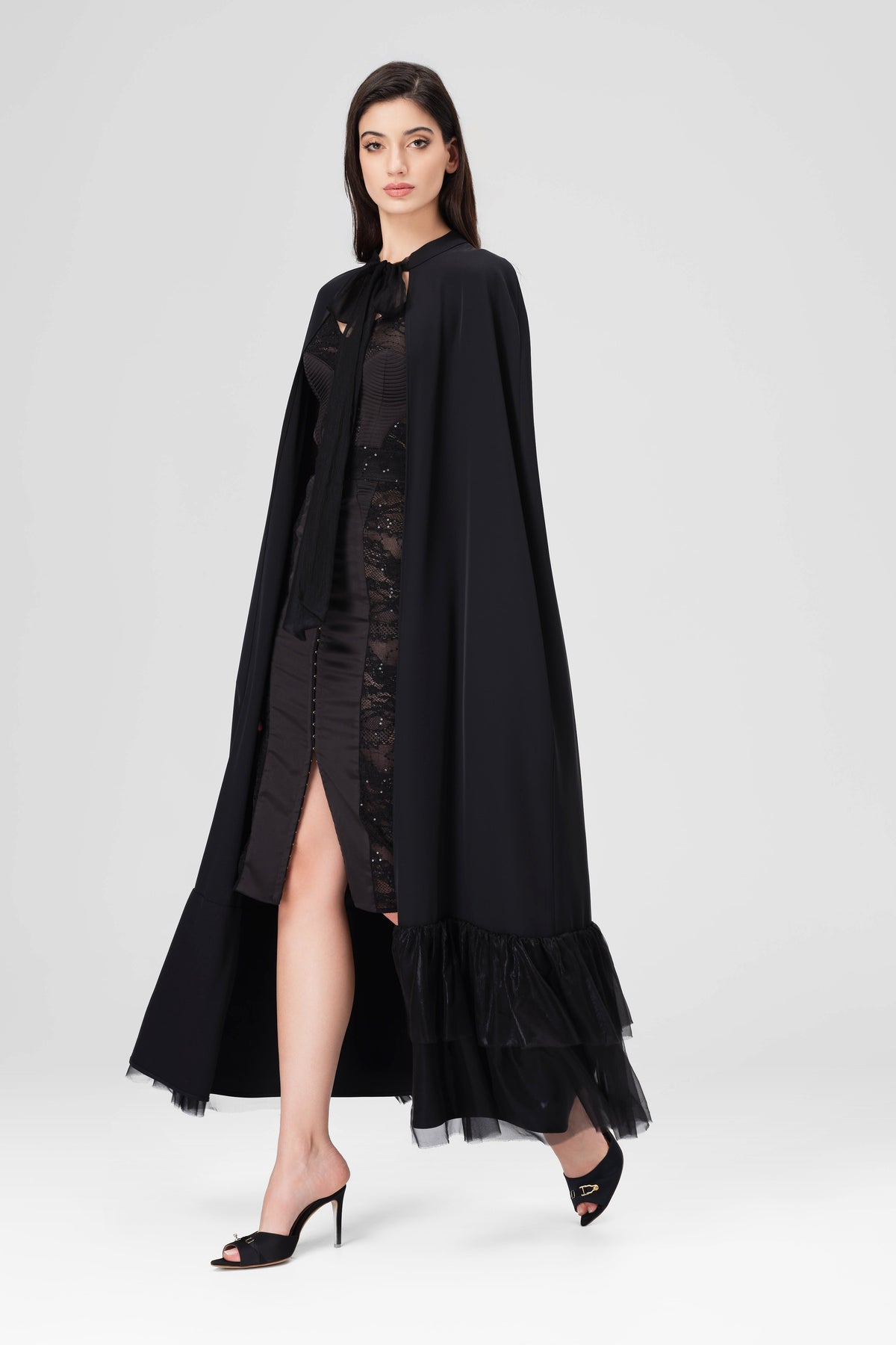 Evening Long Cape Black