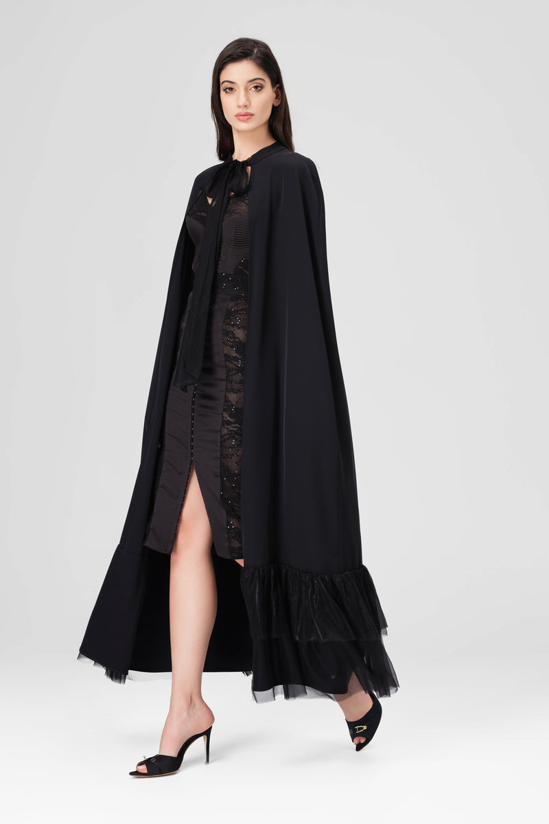Evening Long Cape Black