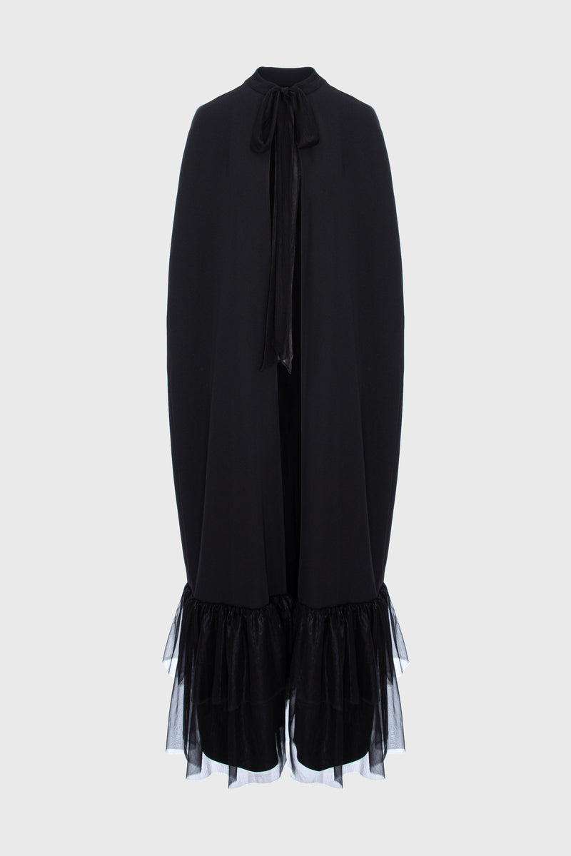 Evening Long Cape Black