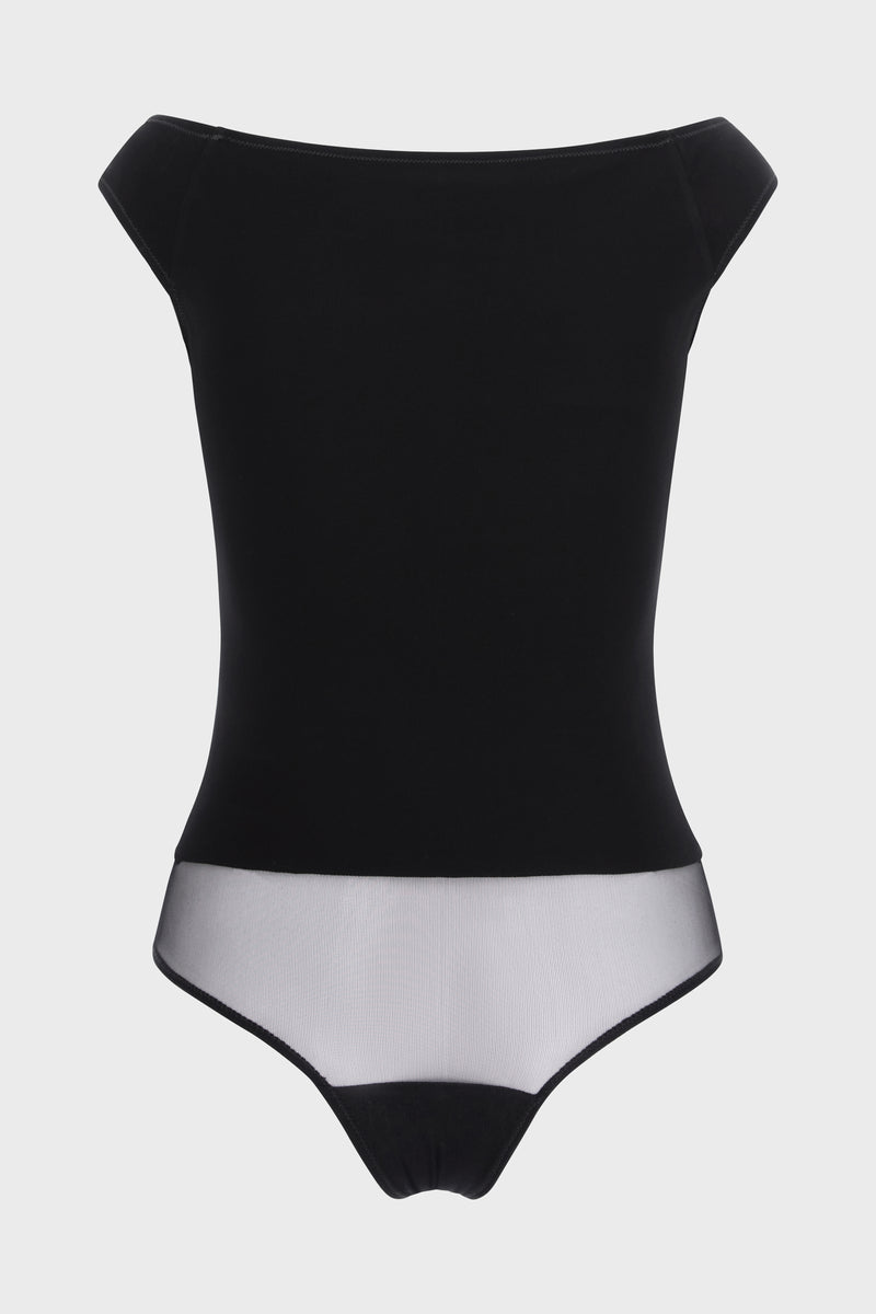 Body negru din tricot texturat de vascoza Explicit