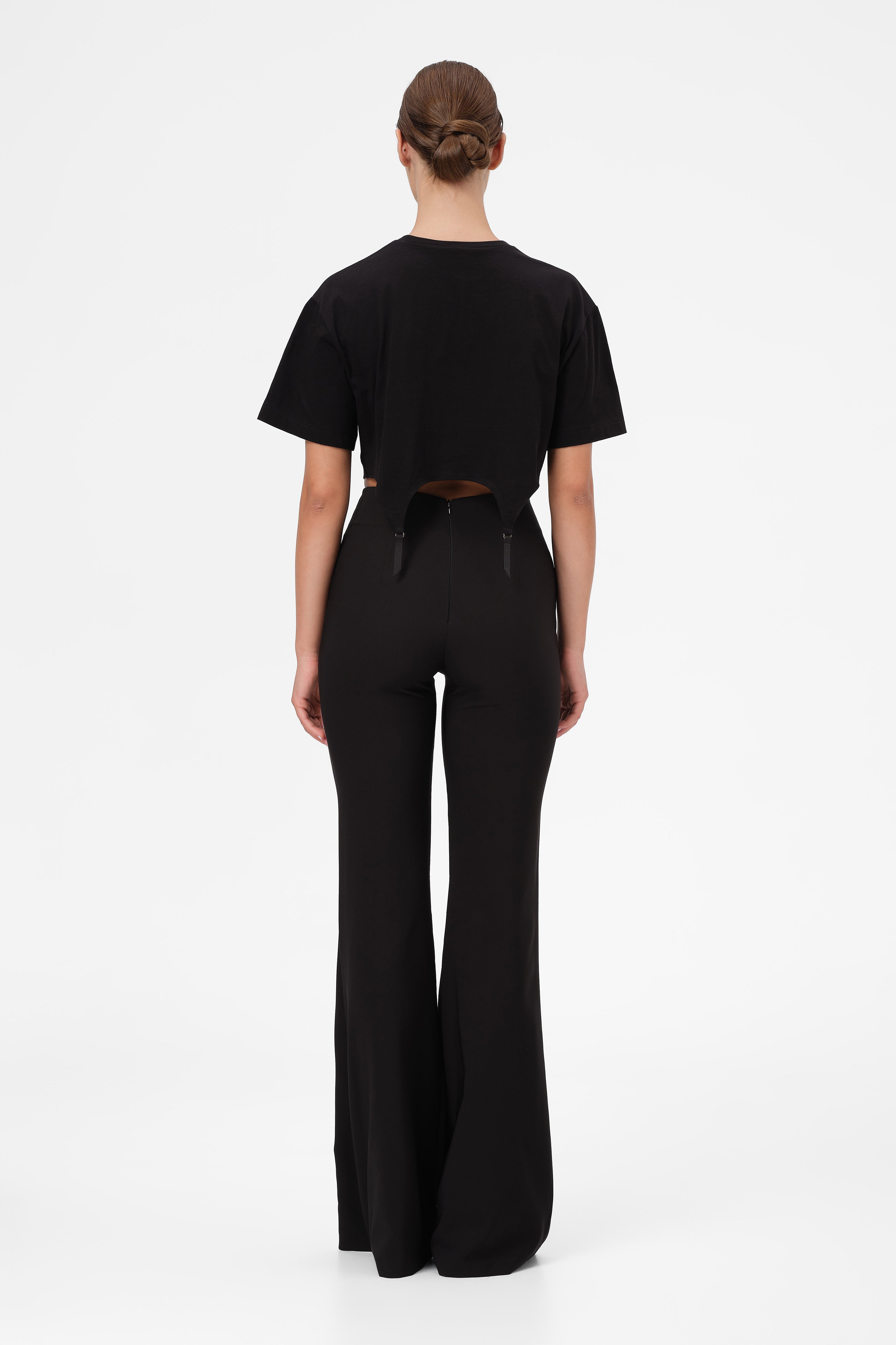 Tricou negru decupat Garter