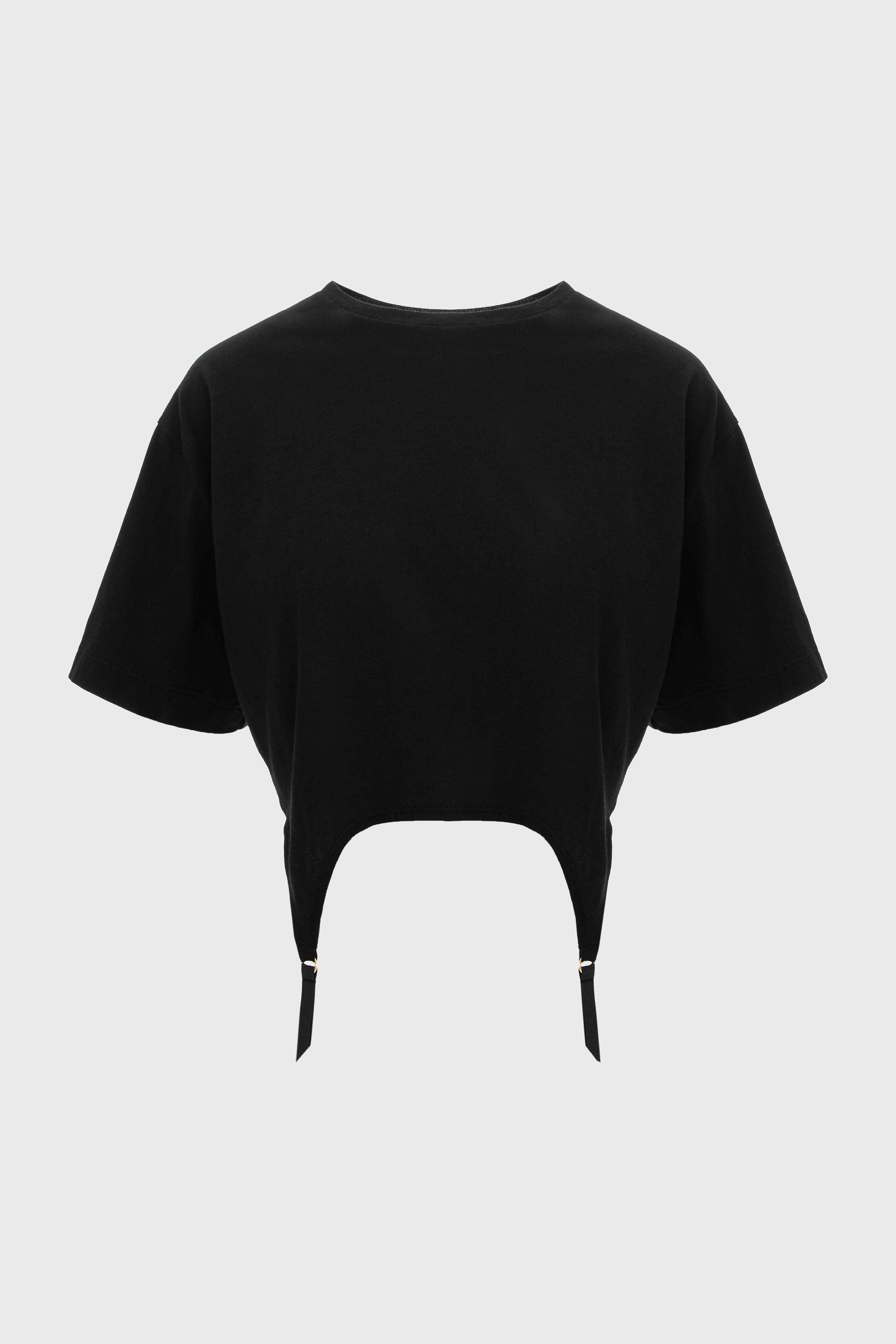 Tricou negru decupat Garter