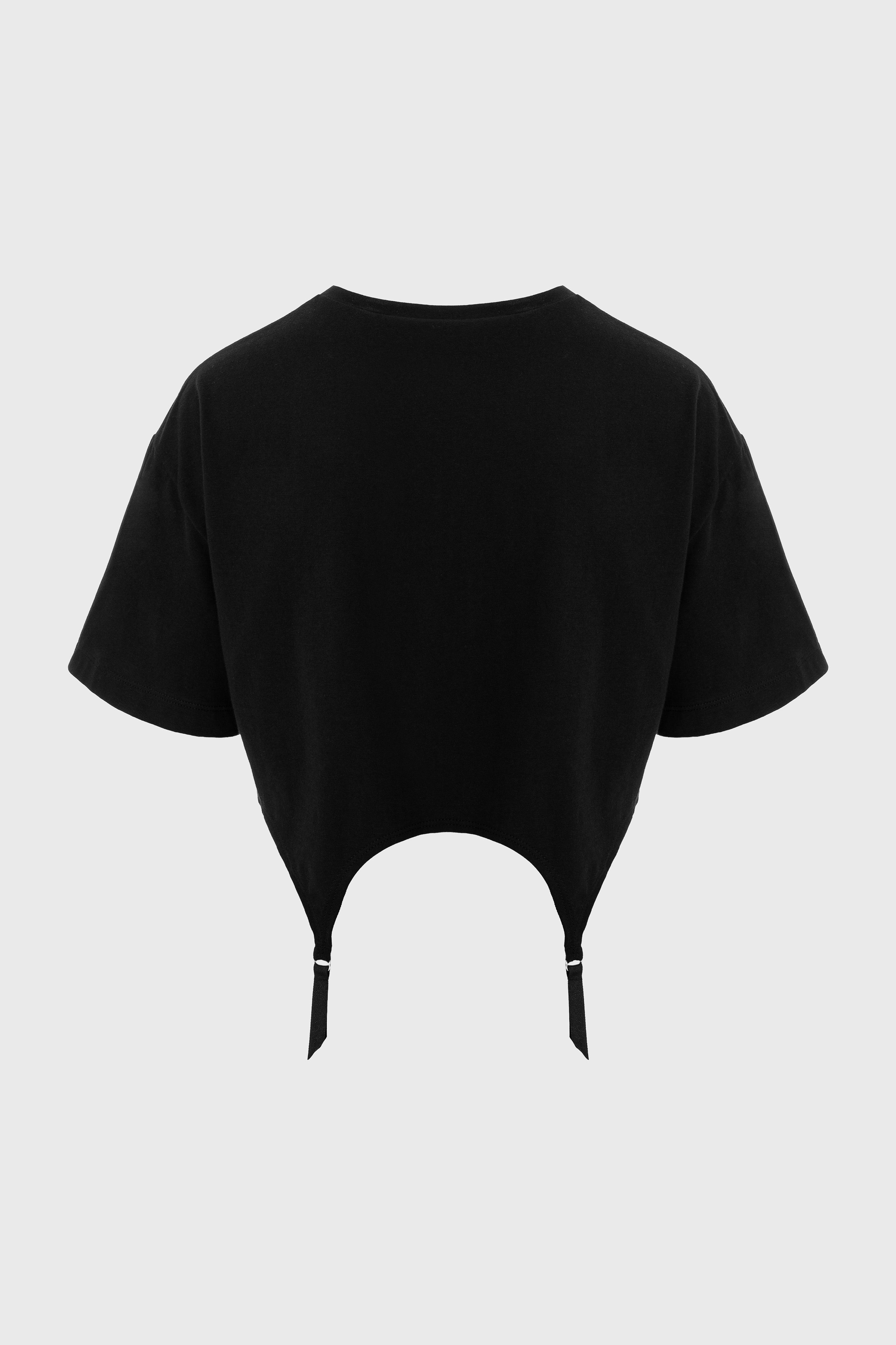 Tricou negru decupat Garter