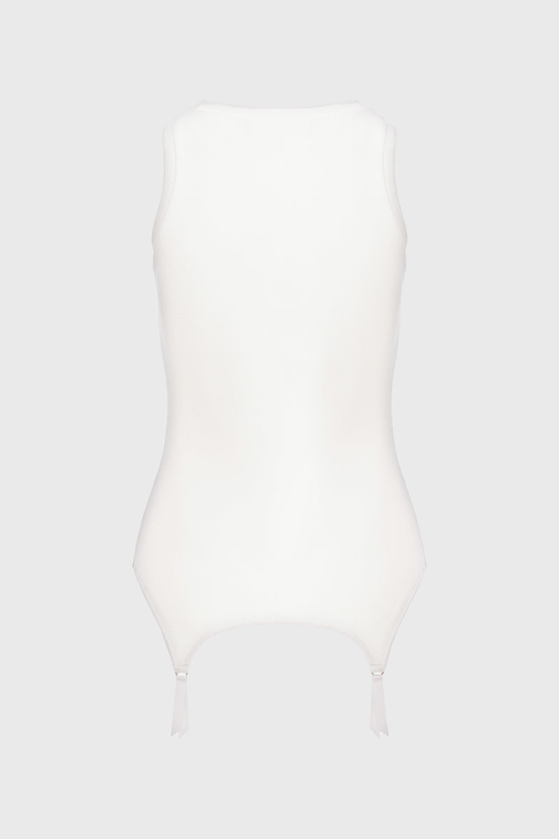 Top alb fara maneci reiat Garter
