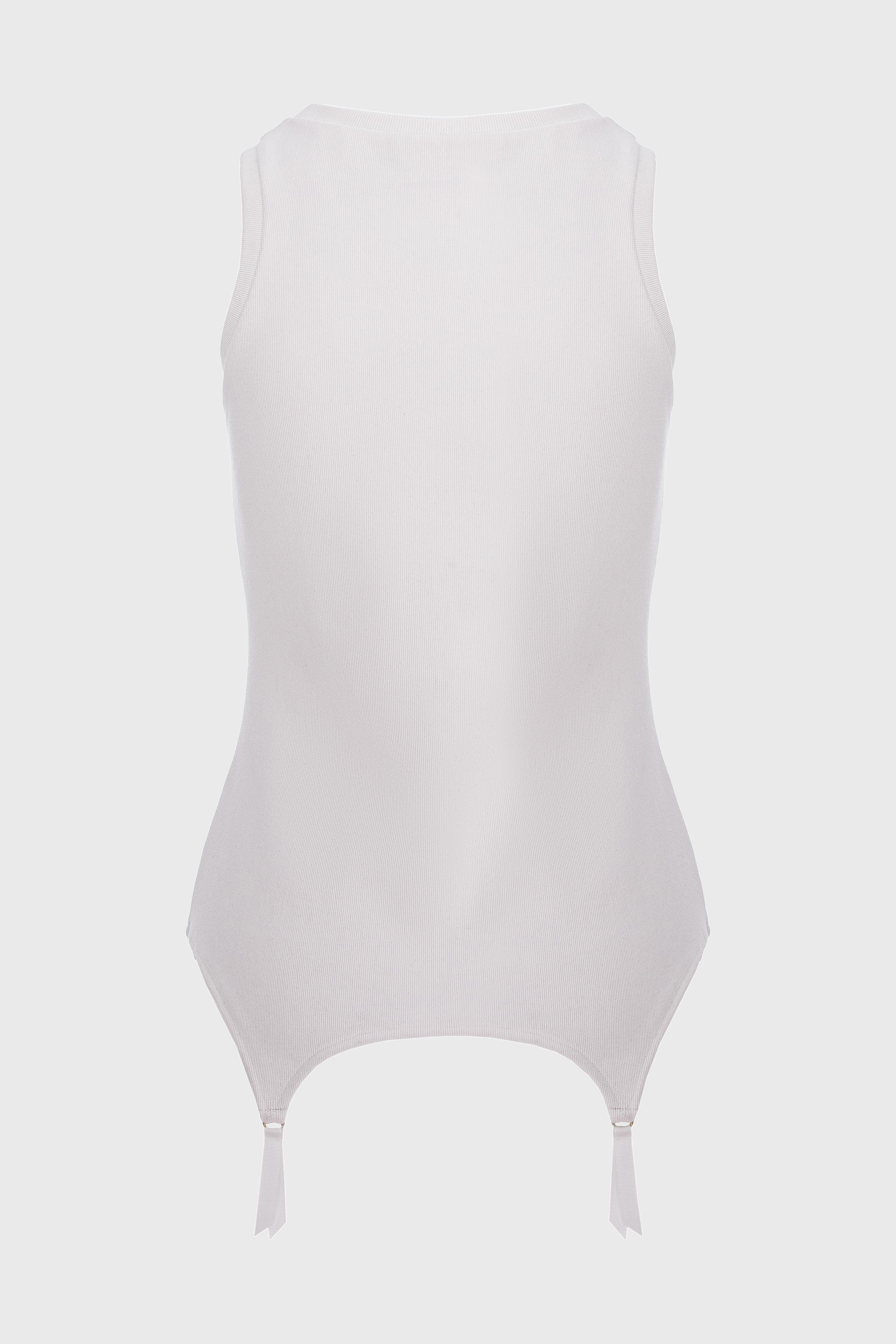 Top alb fara maneci reiat Garter