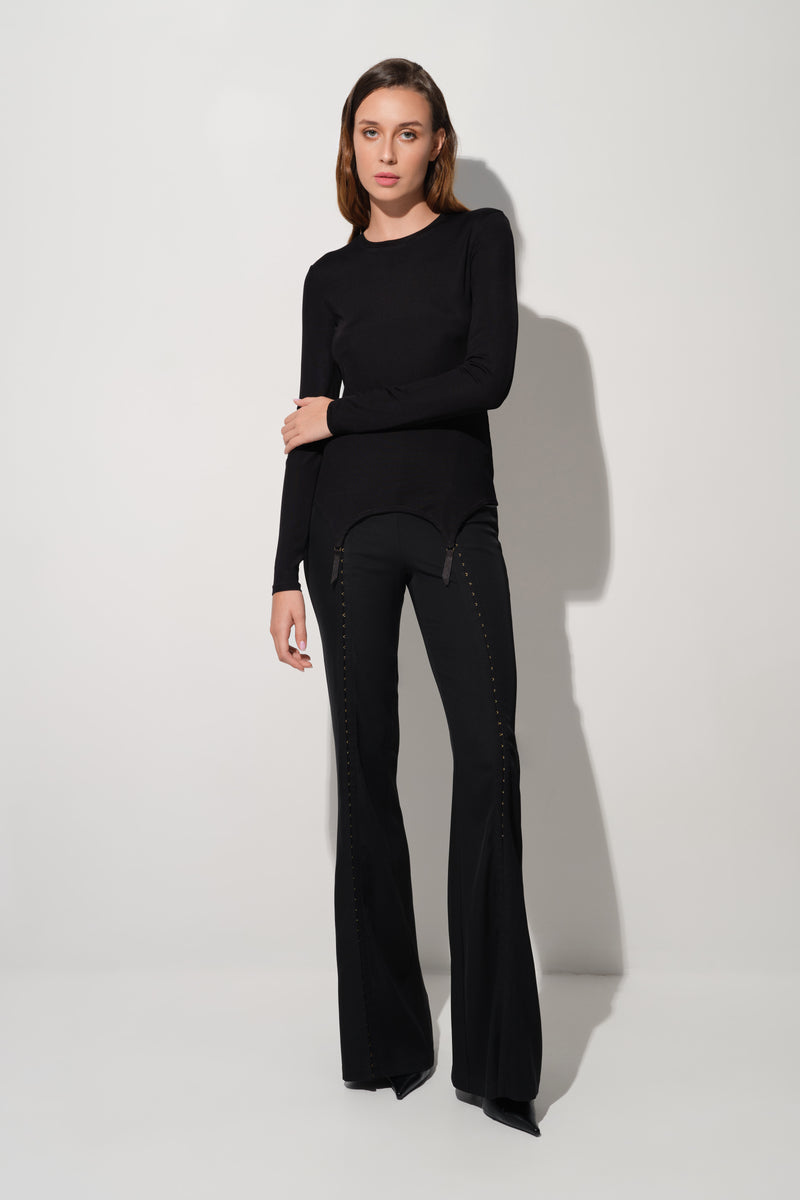 Bluza neagra din vascoza premium Garter