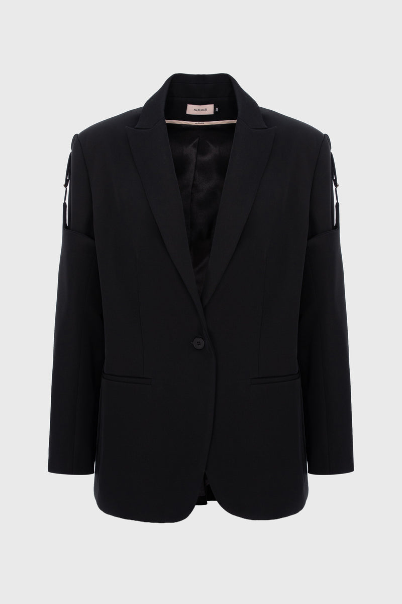 Garter Wool Blazer Black