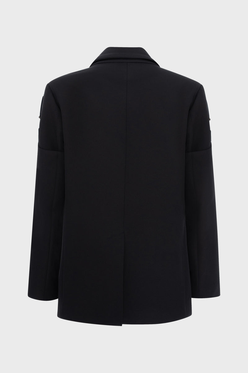 Garter Wool Blazer Black
